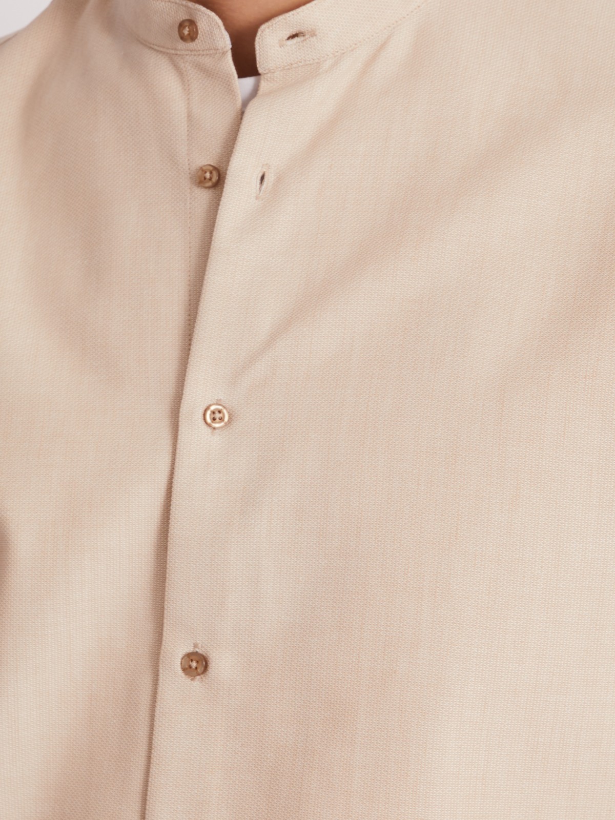 Офисная рубашка с воротником-стойкой и длинным рукавом zolla 013312159023, цвет бежевый, размер S - фото 3