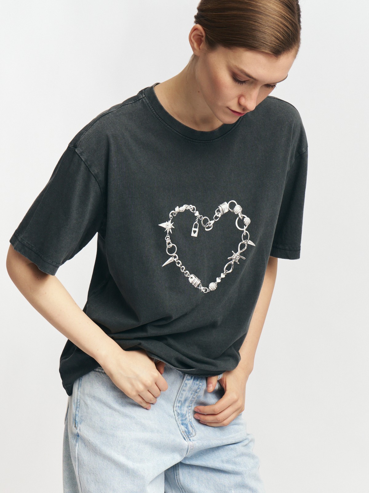 Футболка оверсайз из хлопка с принтом