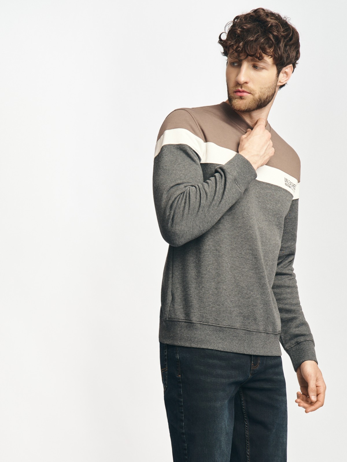 Утеплённый свитшот прямого кроя с начёсом