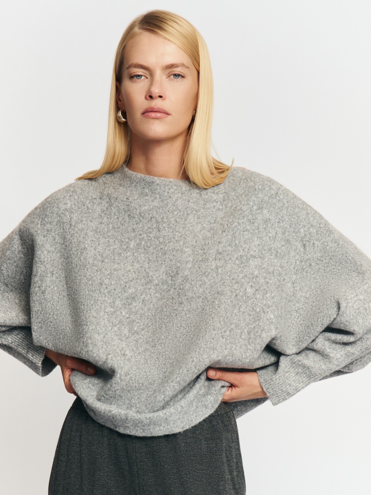 Вязаный джемпер с рукавом летучая мышь