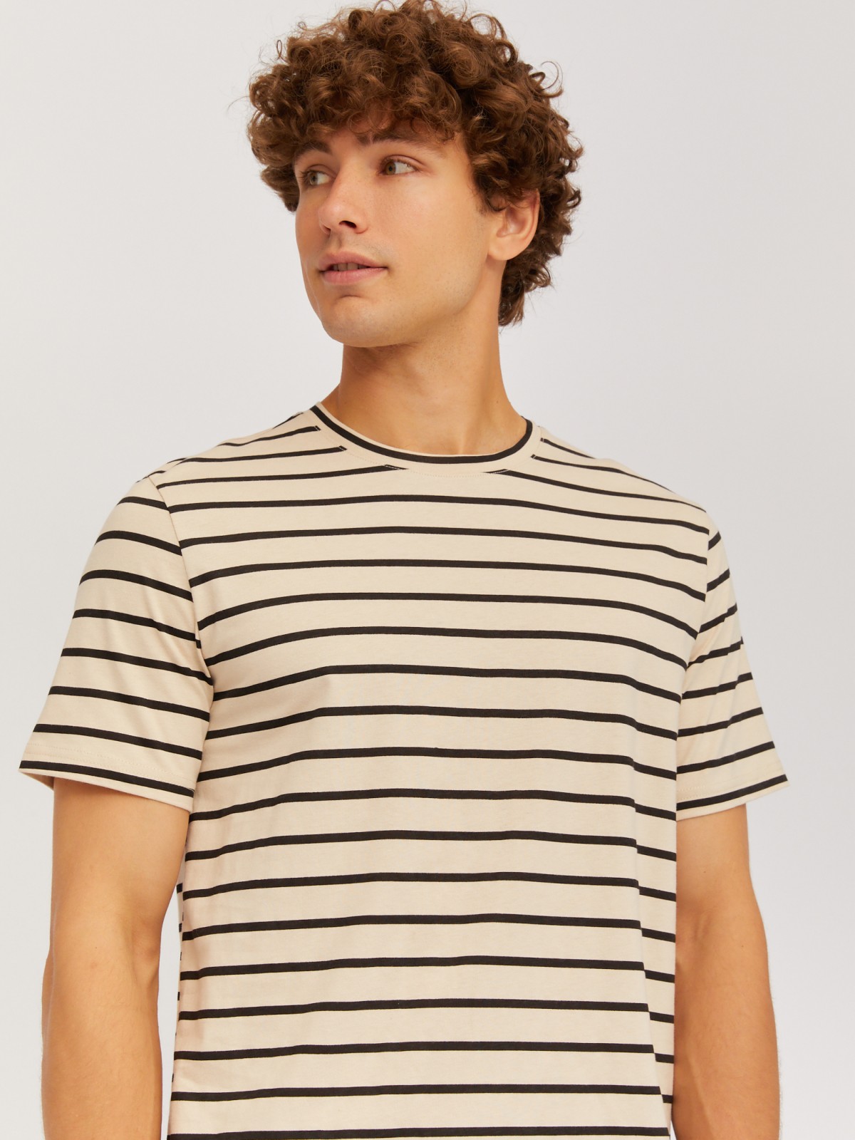 Футболка из хлопка с узором в полоску