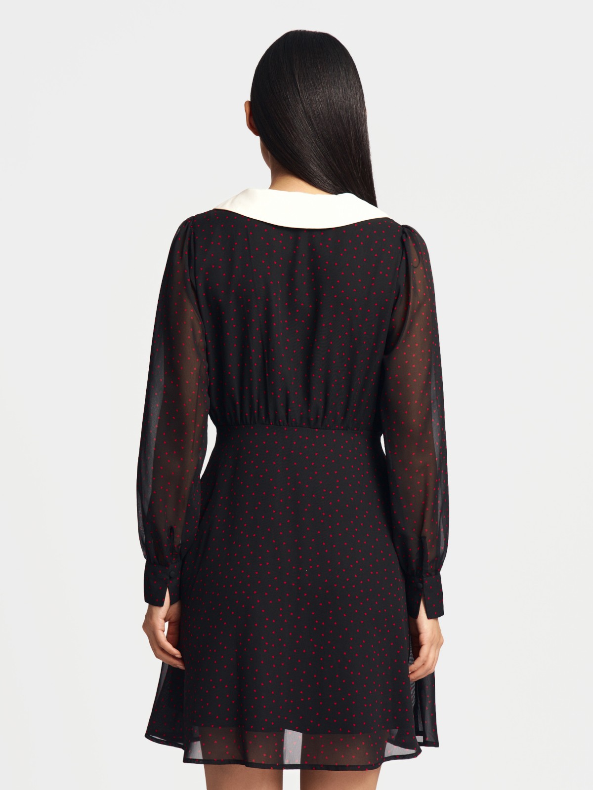 Шифоновое платье мини с акцентным воротником