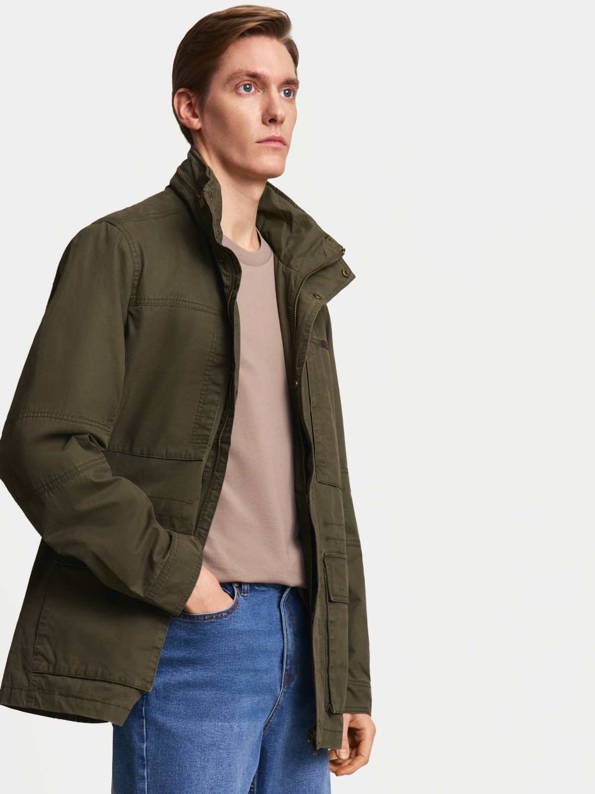 Куртка-ветровка из хлопка с воротником-стойкой