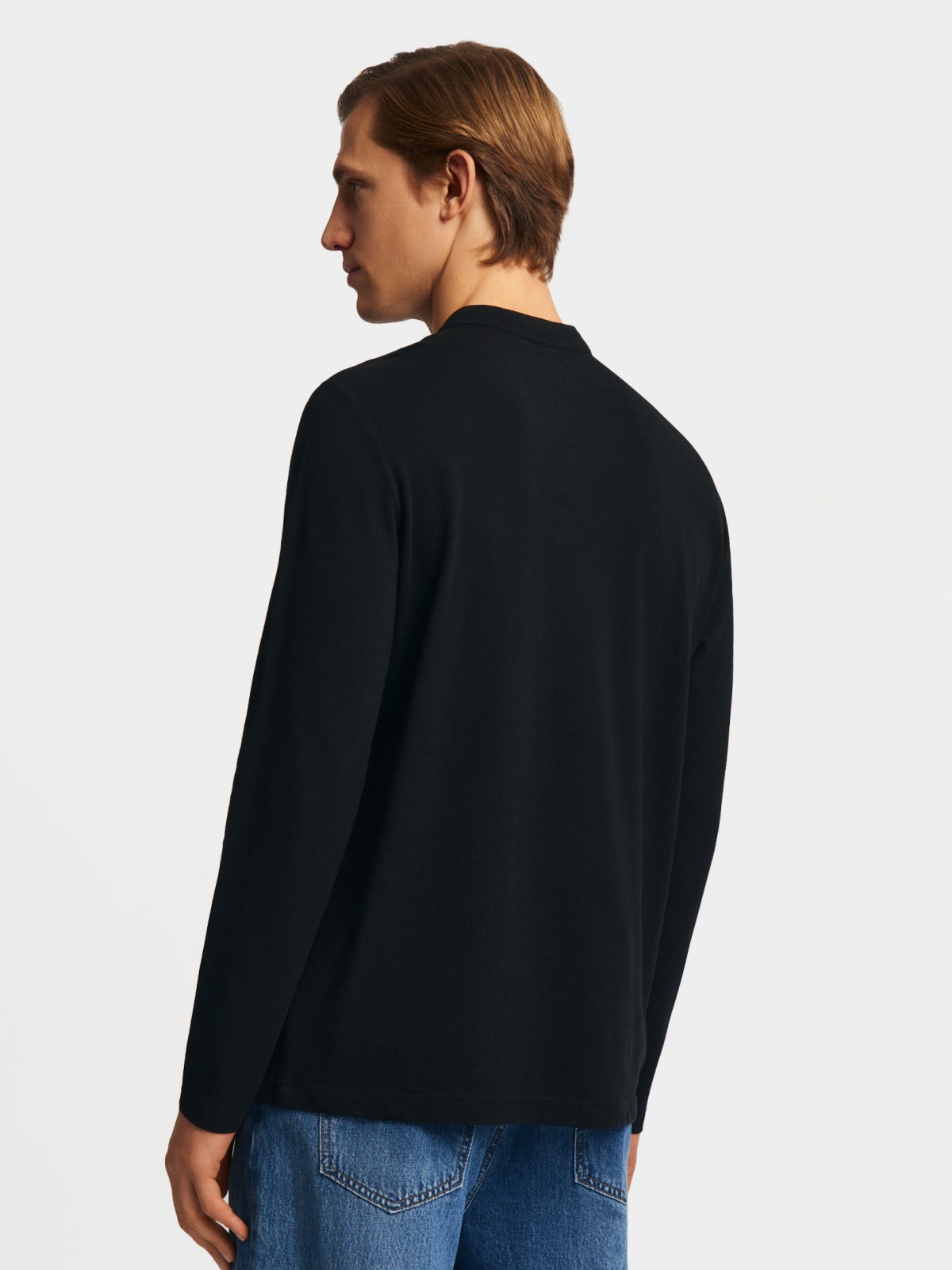 Лонгслив хенли из хлопка с длинным рукавом
