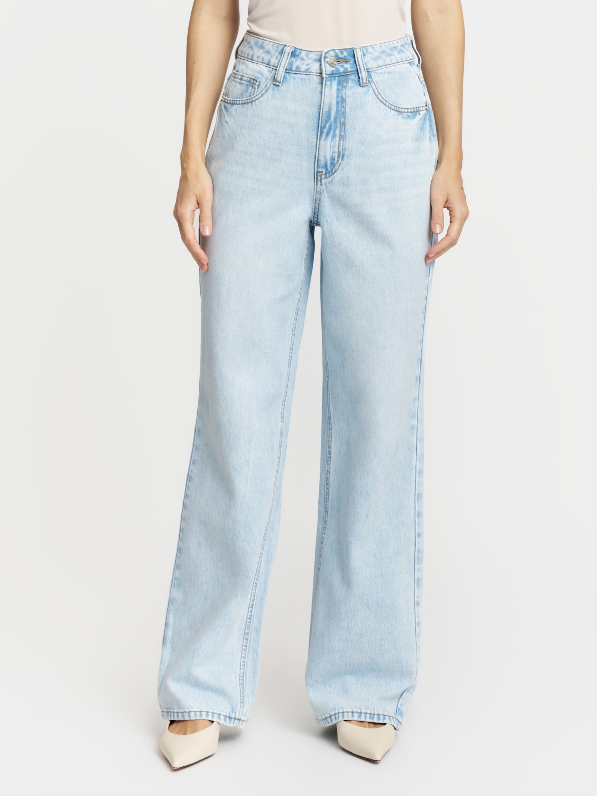 Джинсы прямого силуэта с высокой посадкой