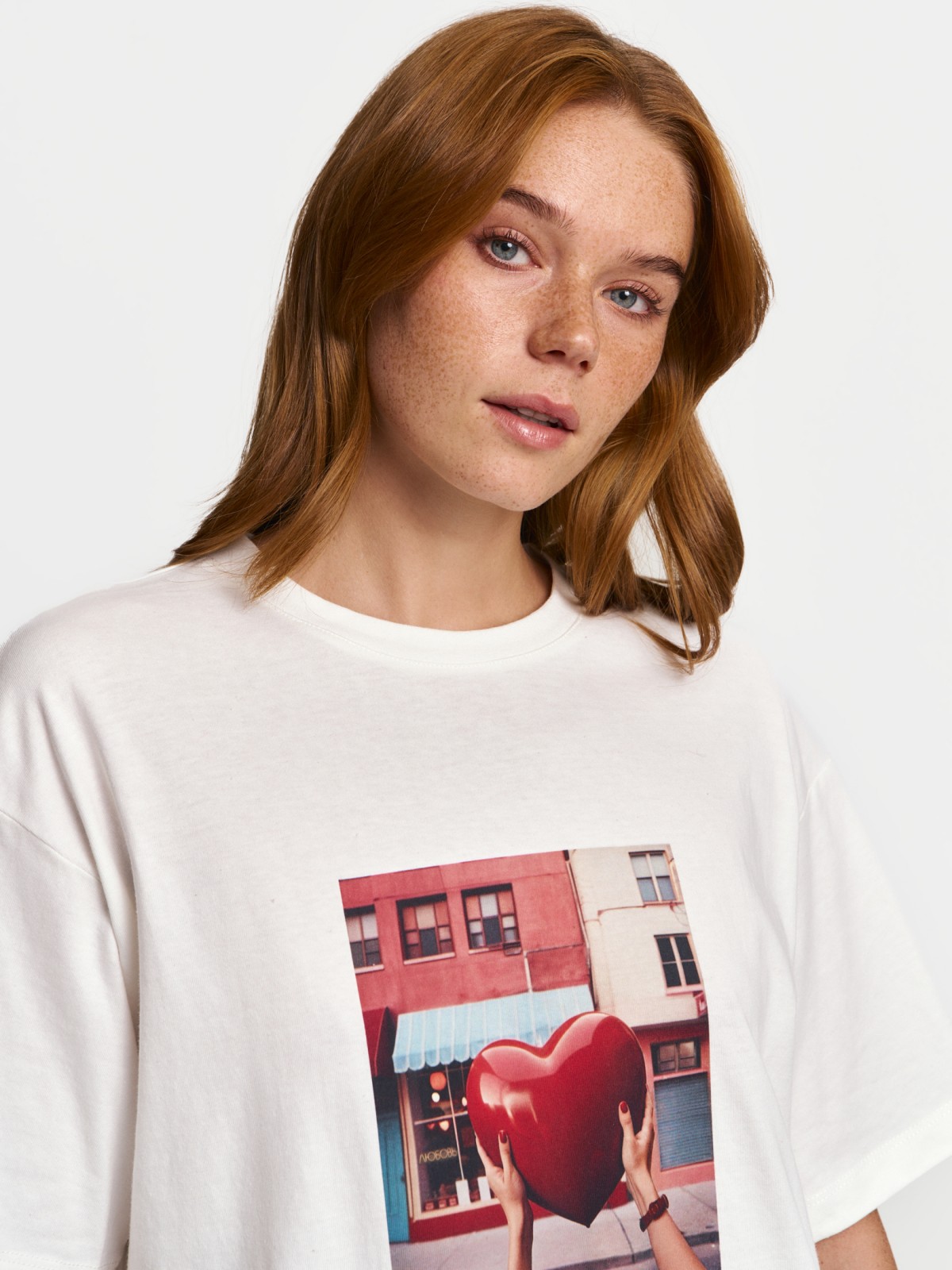 Трикотажная футболка из хлопка с принтом