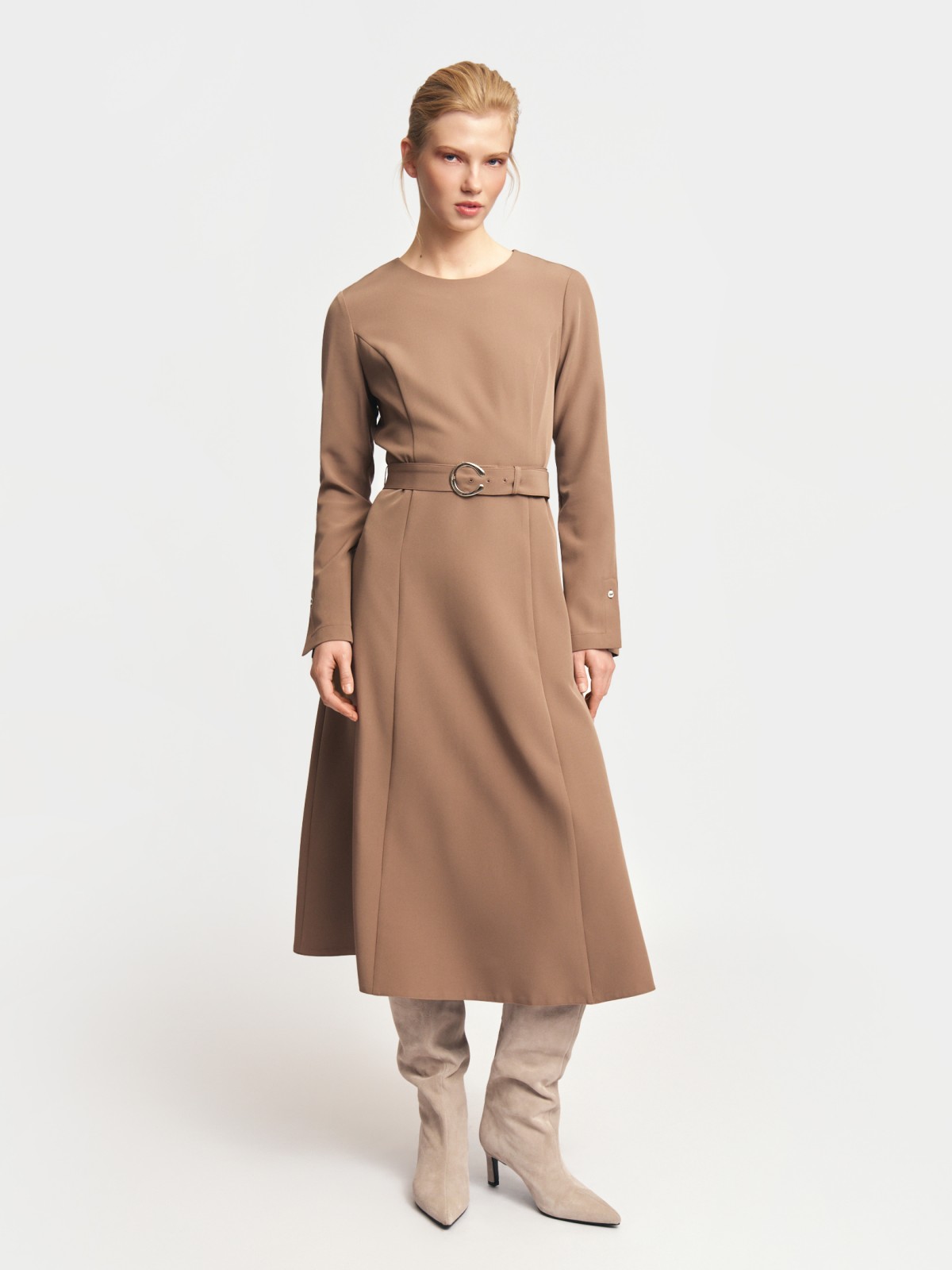 Платье миди с поясом