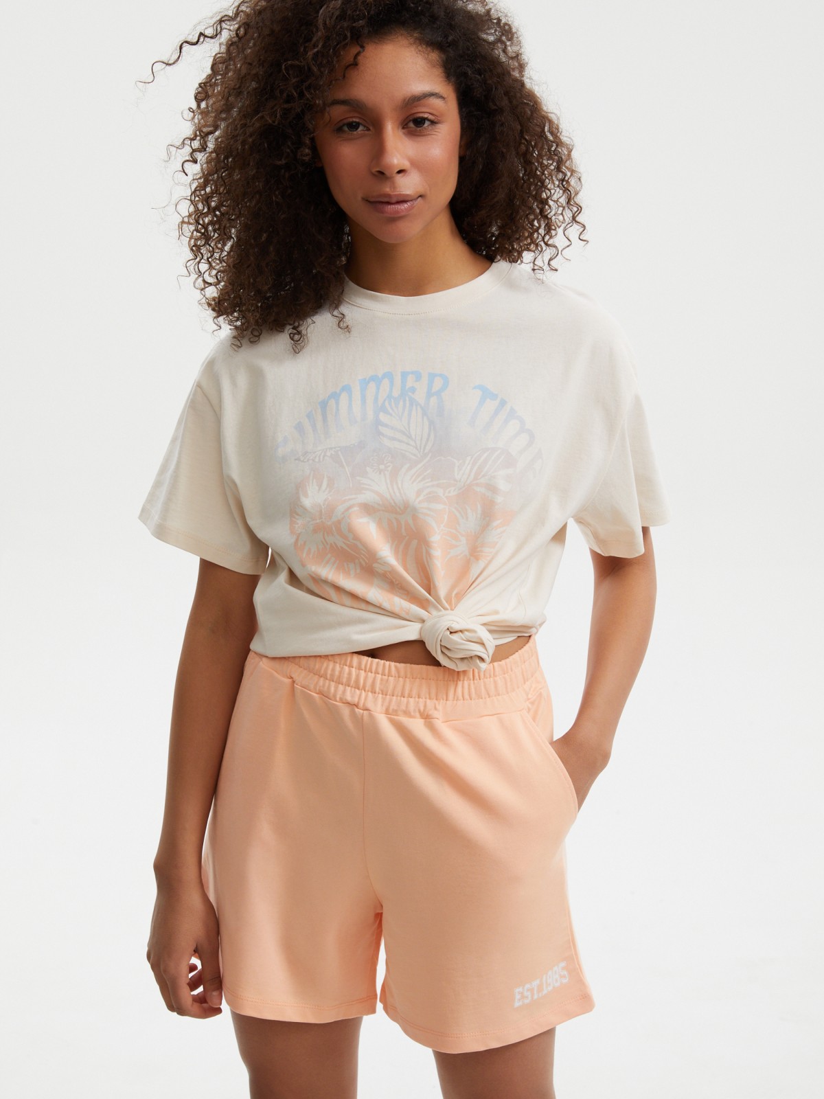 Трикотажные короткие шорты из хлопка