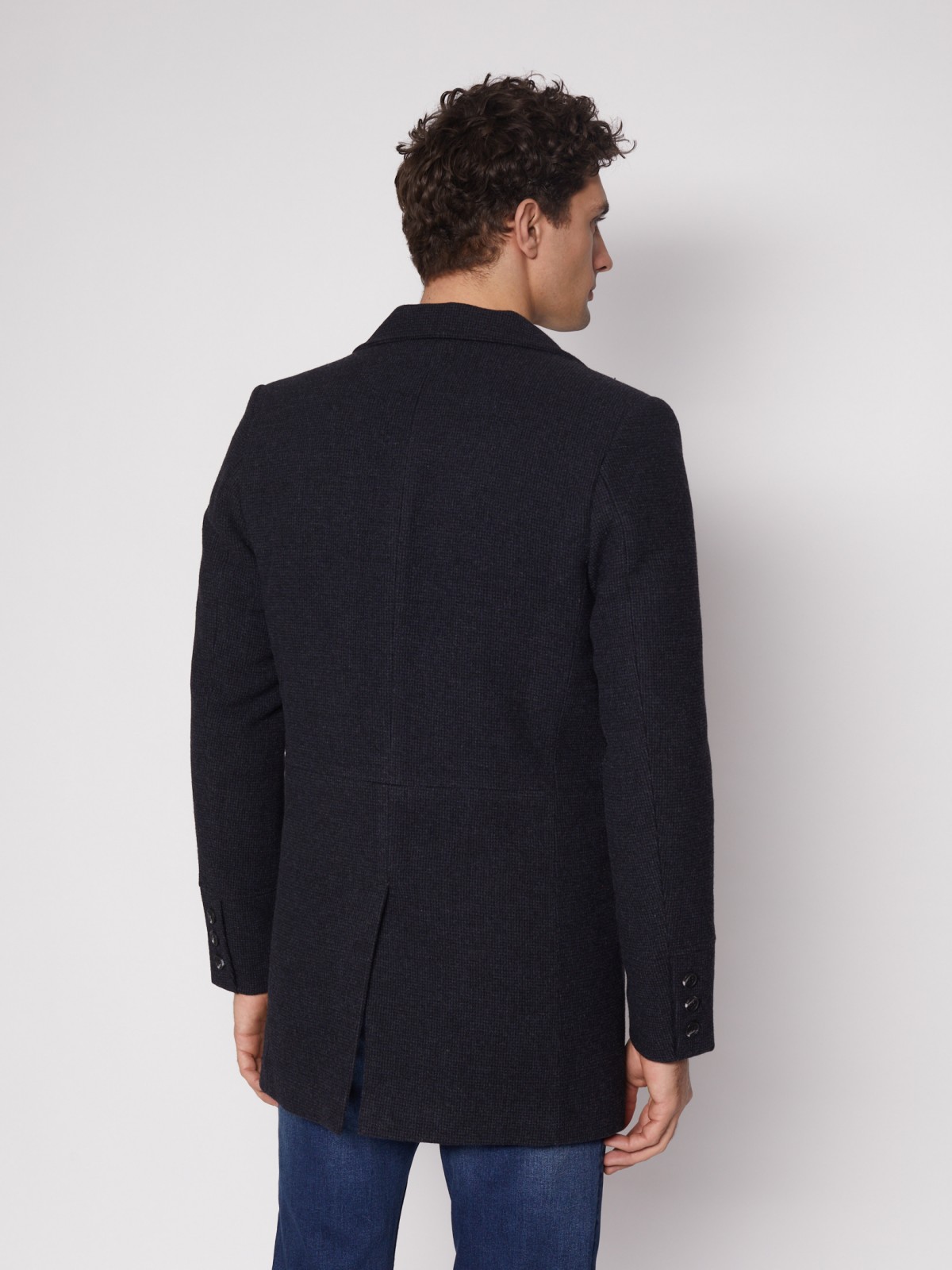 Утеплённое однобортное пальто zolla 012135839014, цвет темно-синий, размер S - фото 6