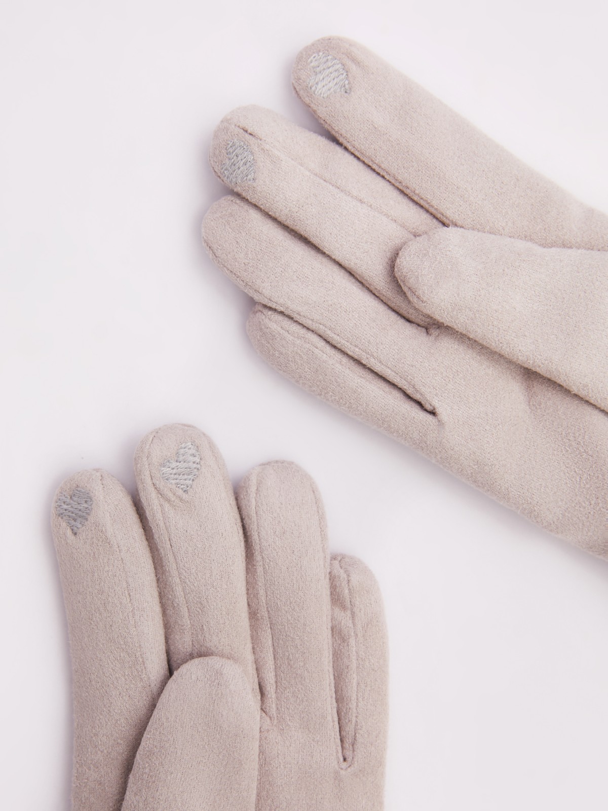 Тёплые замшевые перчатки с функцией Touch Screen zolla 023429659015, цвет серый, размер S - фото 3