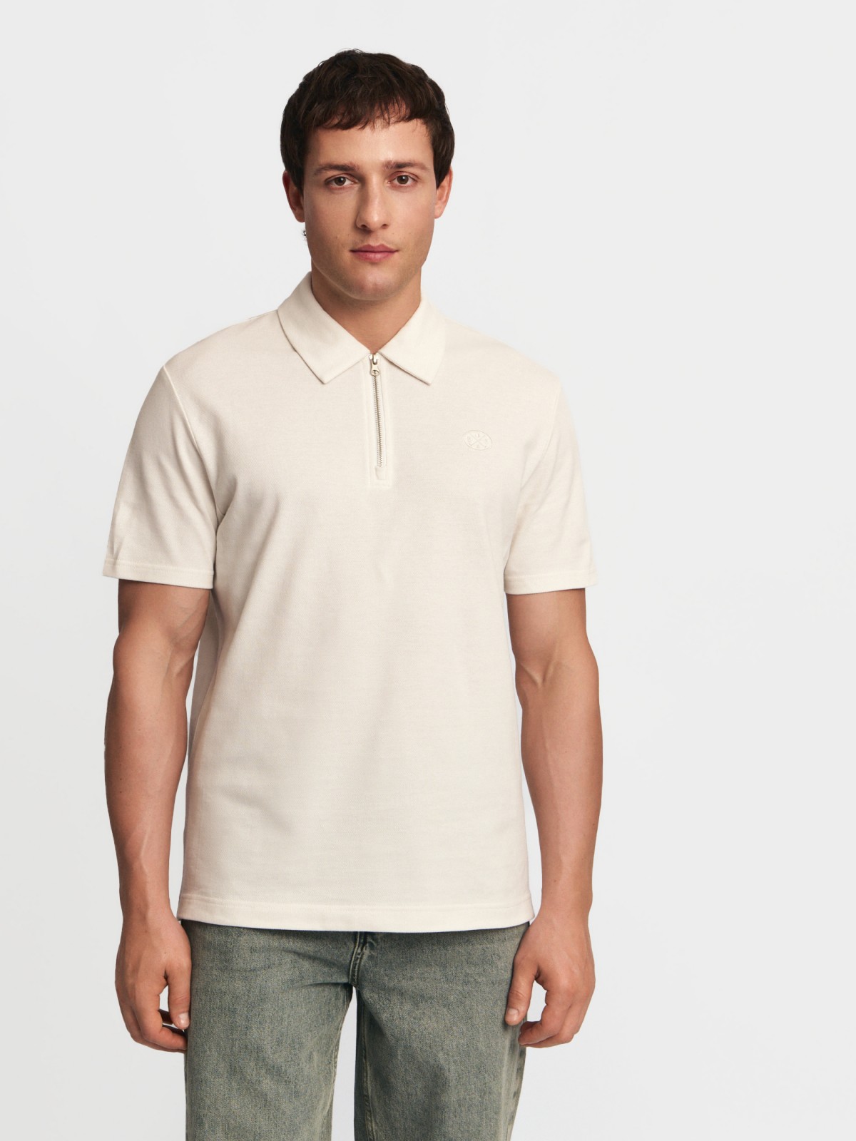 Футболка поло из хлопка на молнии