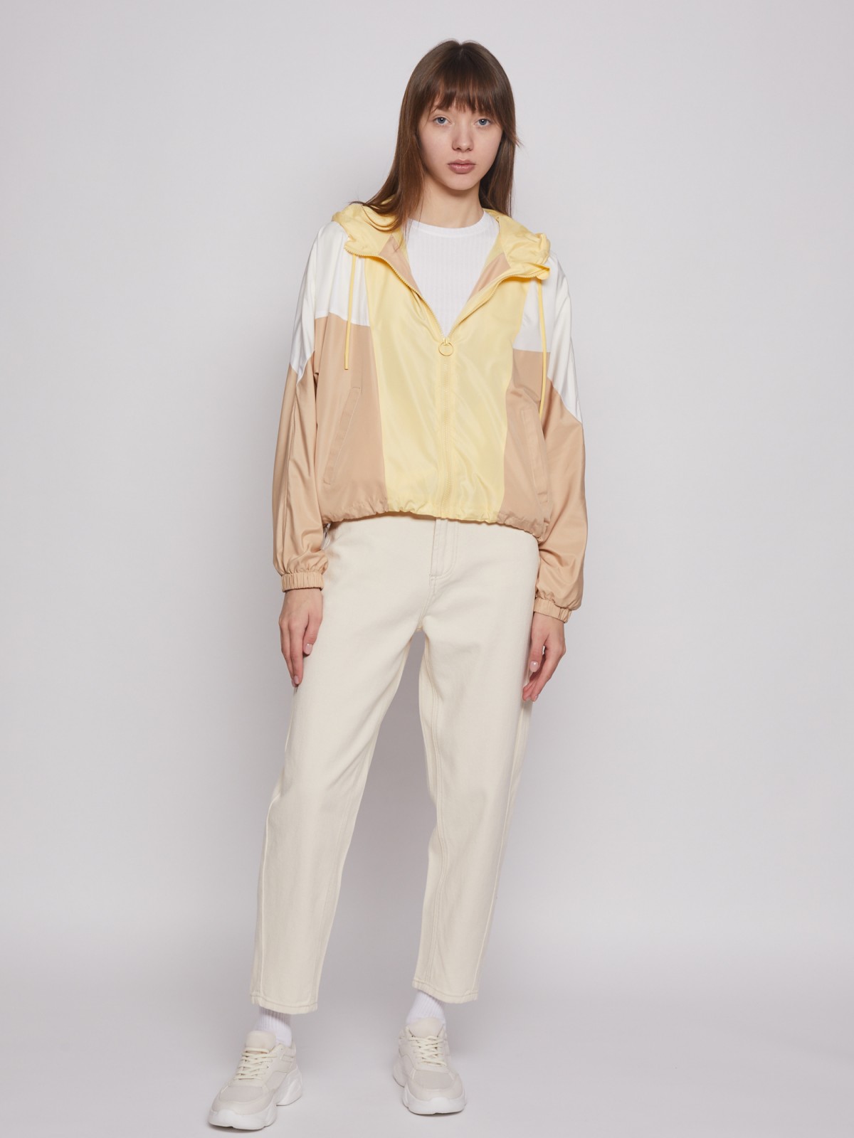Куртка-ветровка zolla 022215650044, цвет желтый, размер XS - фото 2