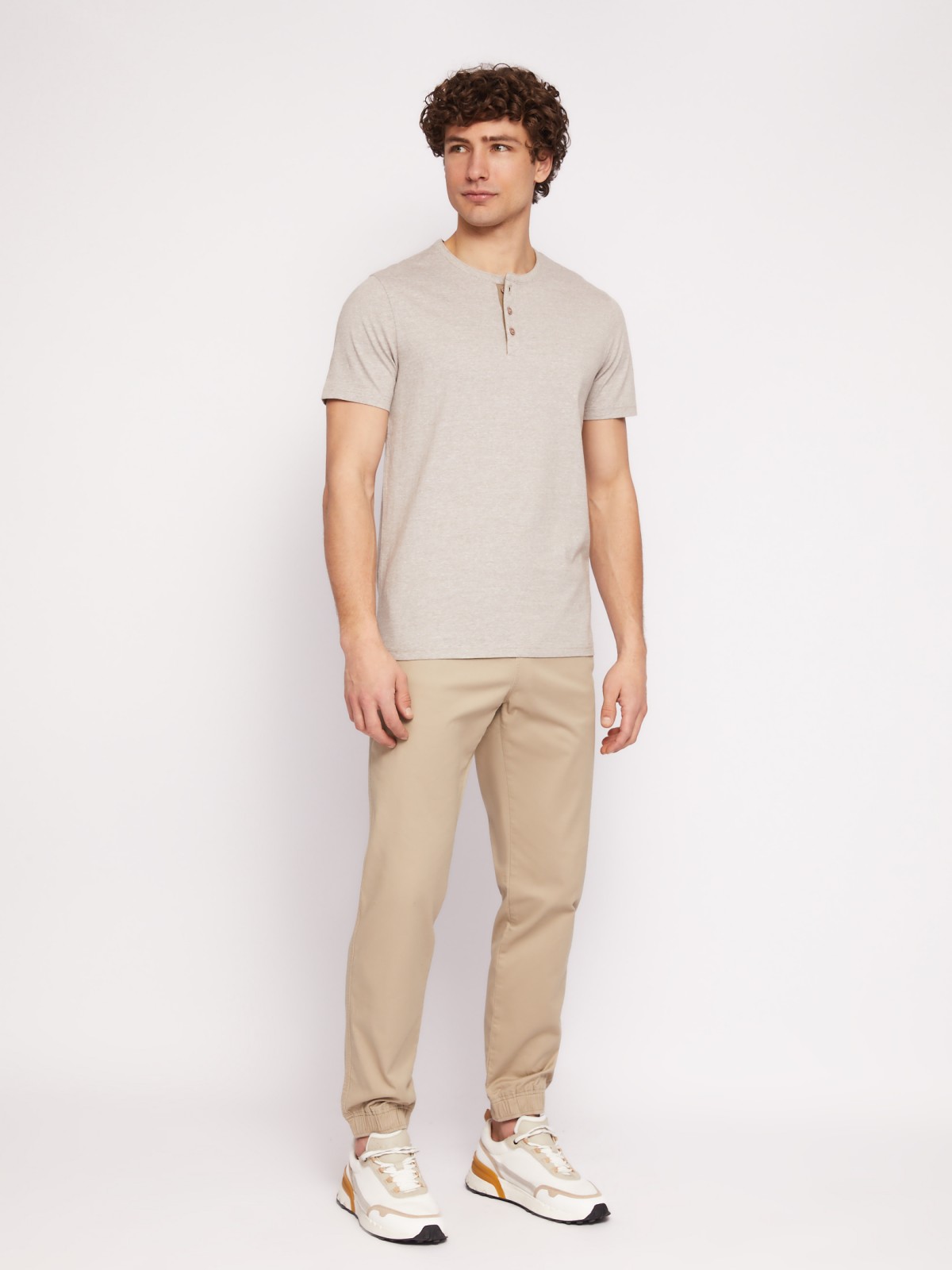 Футболка хенли в полоску с коротким рукавом