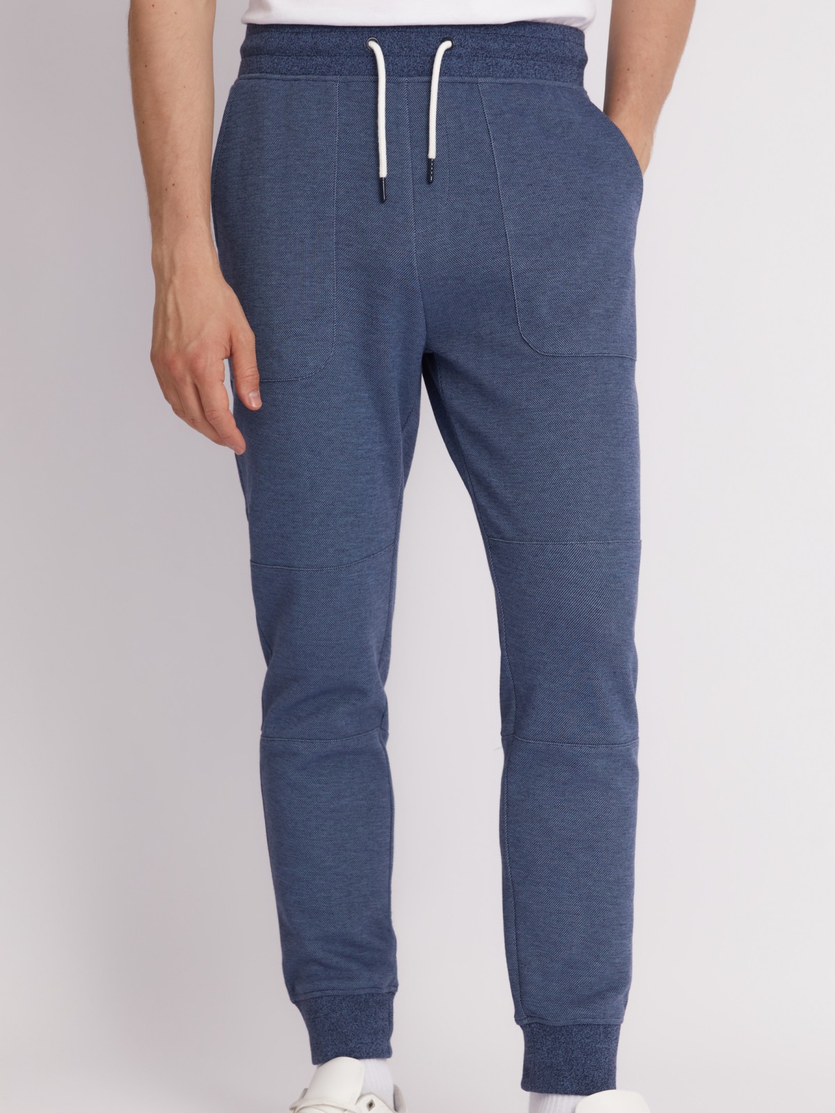 Трикотажные брюки-джоггеры в спортивном стиле zolla 213317604053, цвет голубой, размер S - фото 3