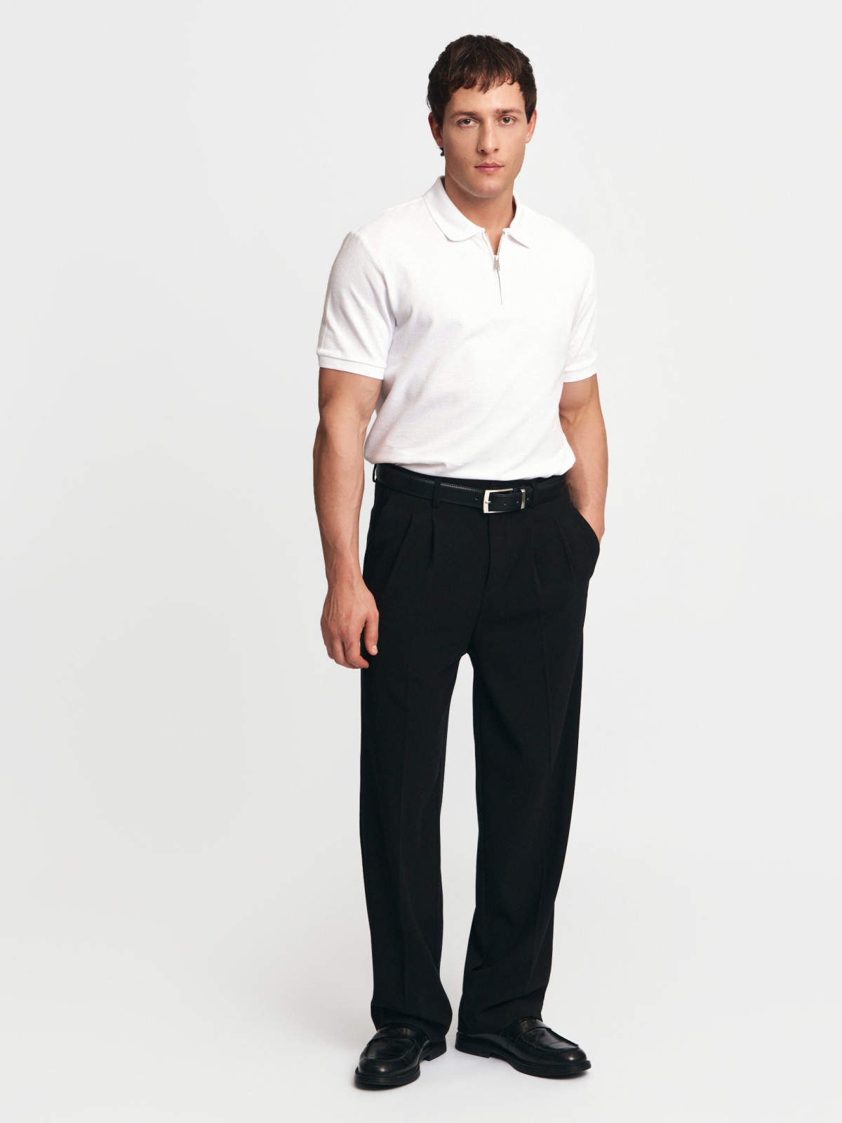 Футболка поло из хлопка на молнии