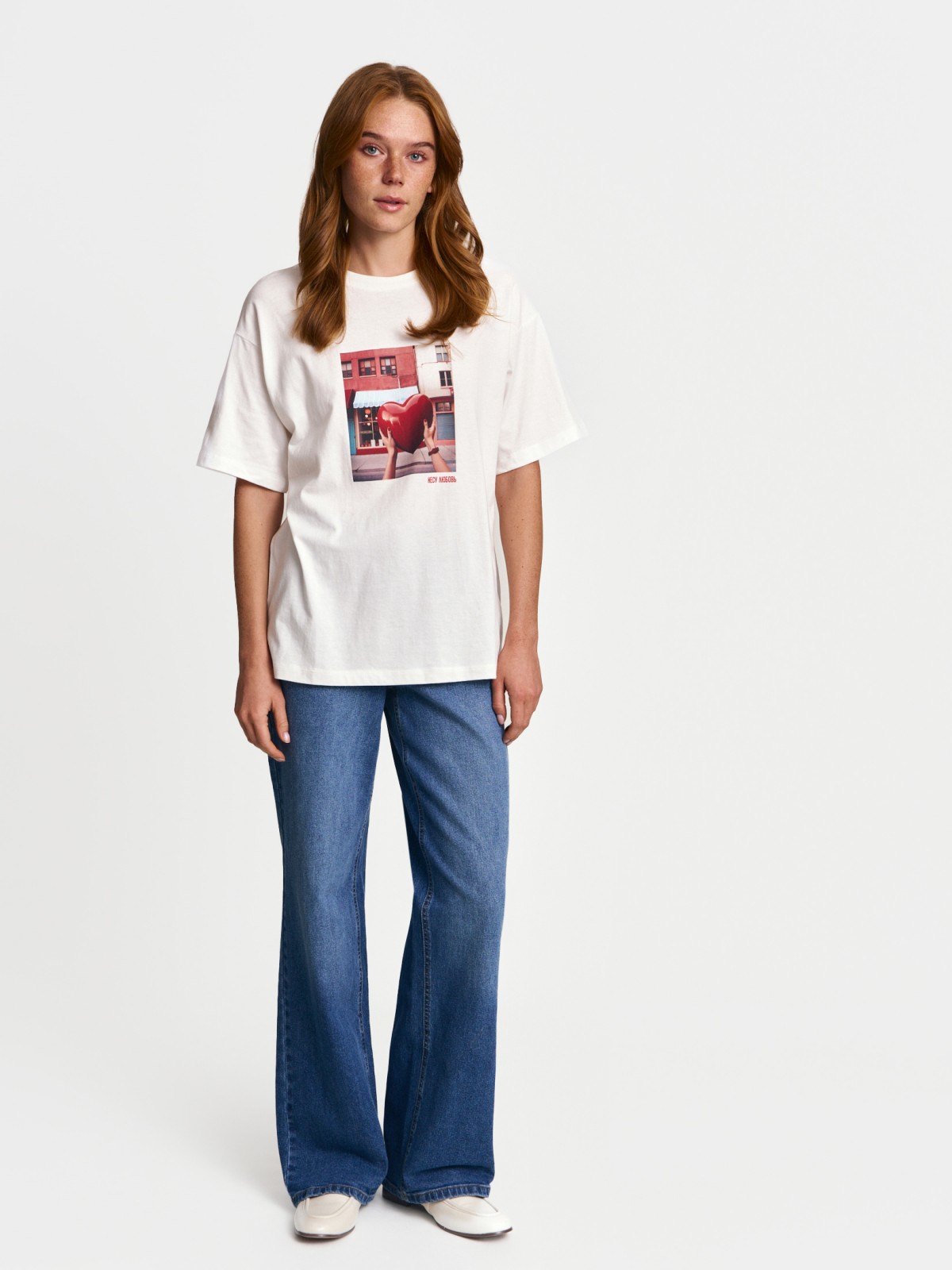 Трикотажная футболка из хлопка с принтом