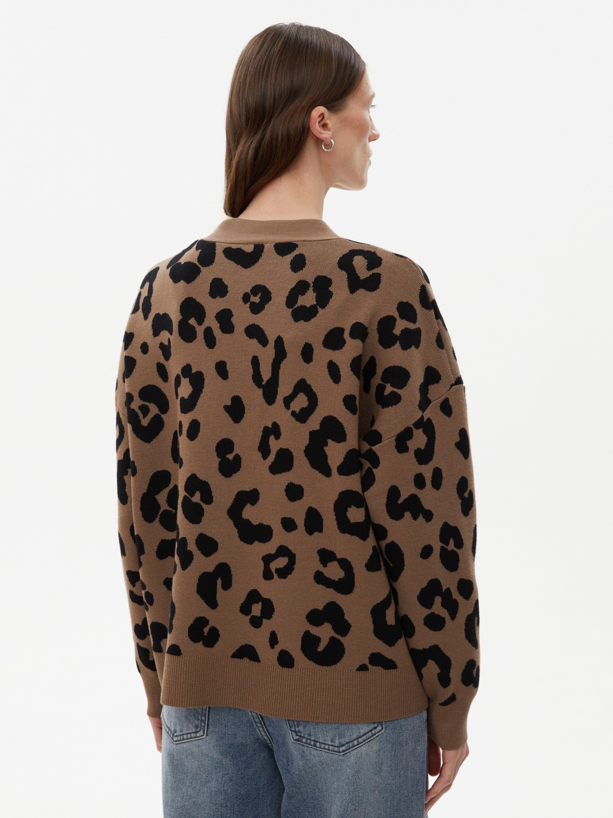 Трикотажный леопардовый кардиган на пуговицах