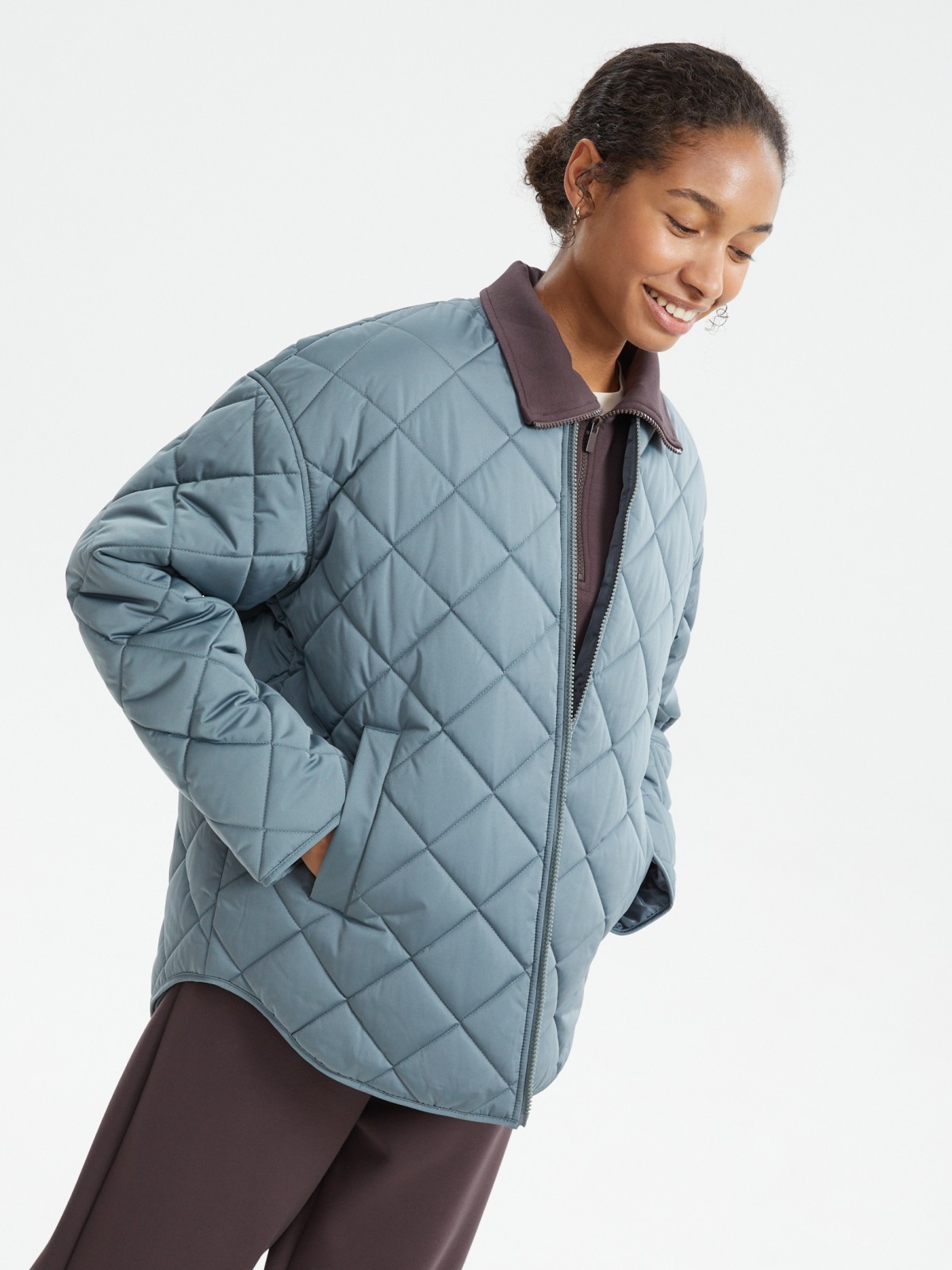 Утеплённая стёганая куртка на синтепоне