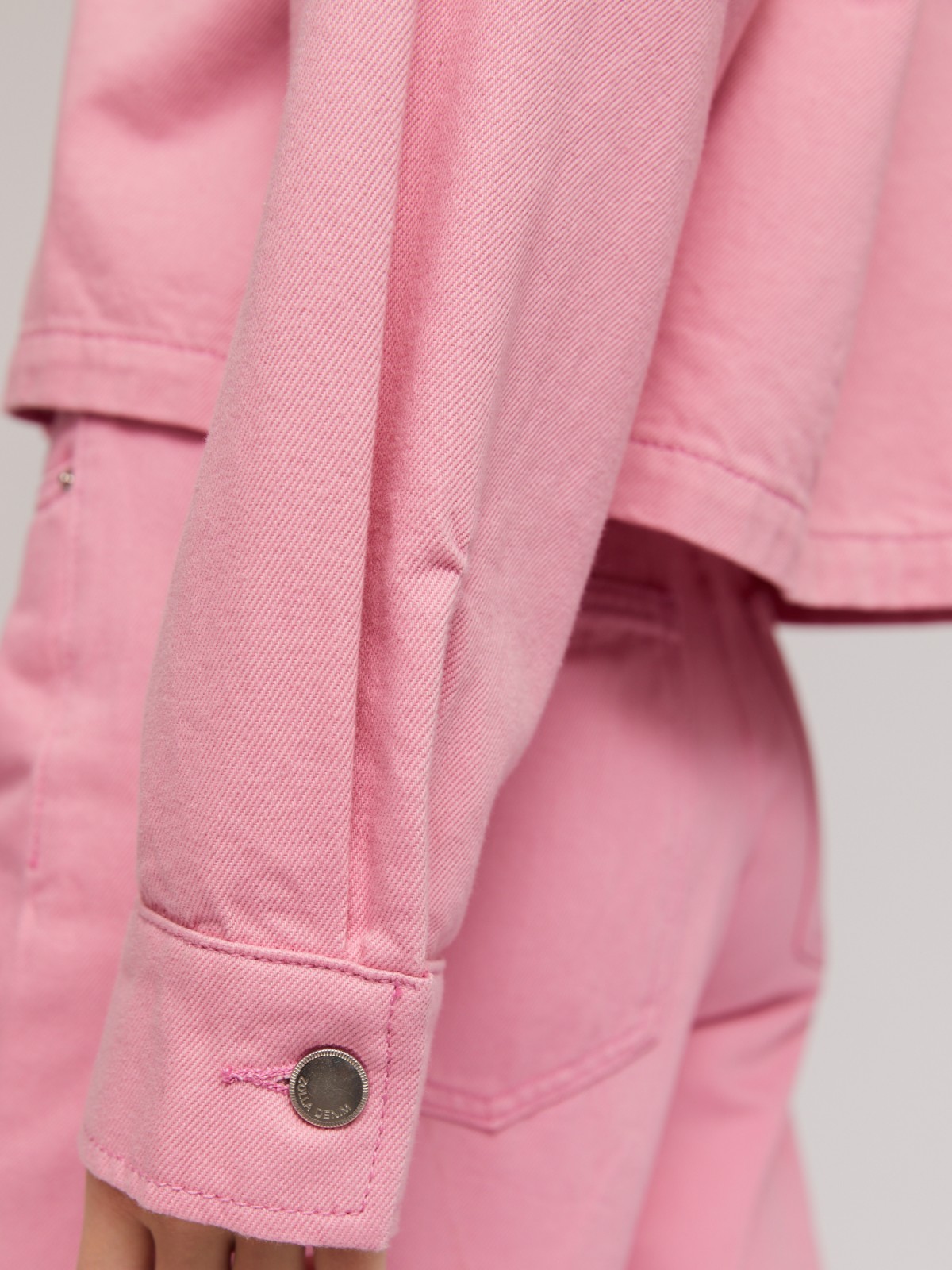 Джинсовая укороченная куртка оверсайз zolla 024235D4S063, цвет розовый, размер S - фото 6