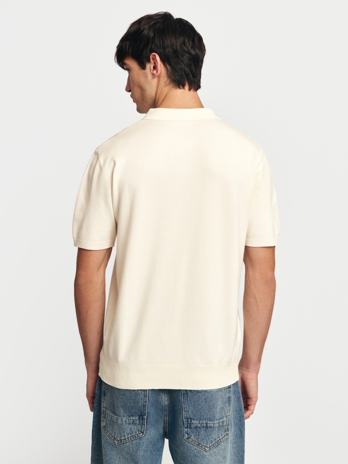 Трикотажный джемпер поло с коротким рукавом