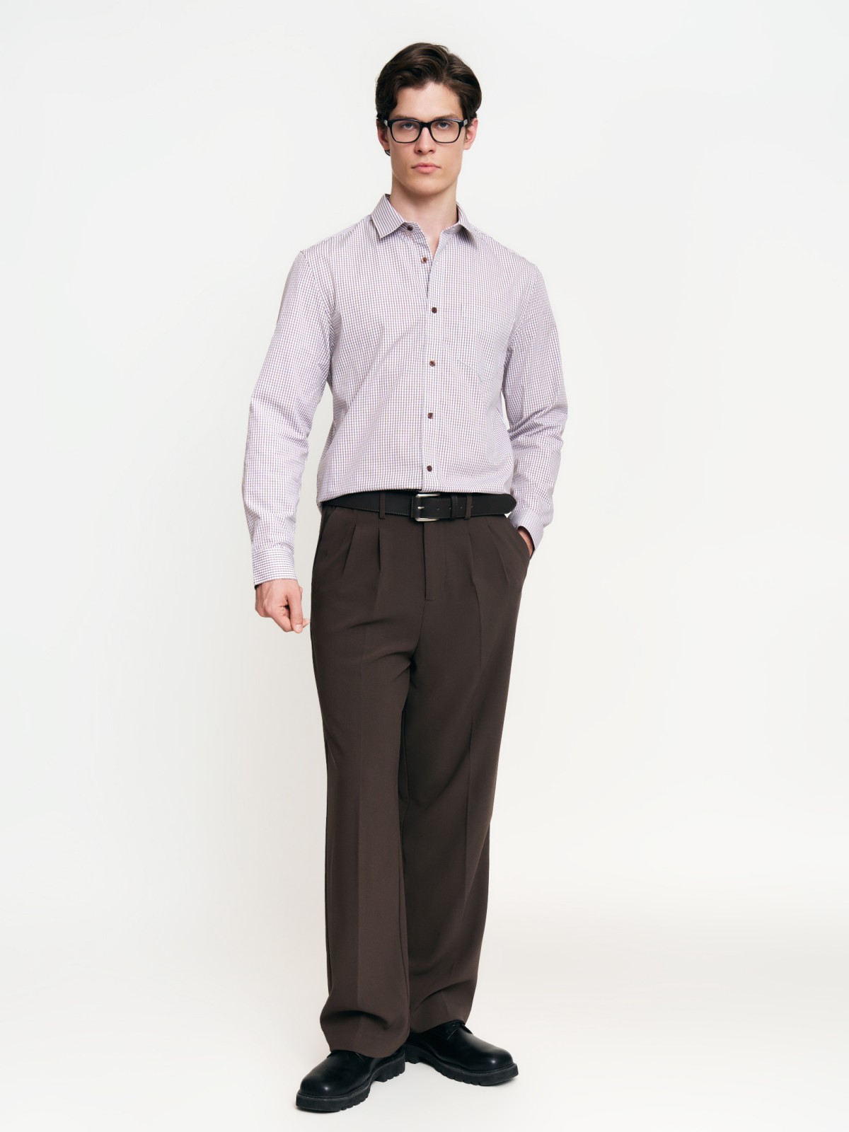 Рубашка в клетку с длинным рукавом