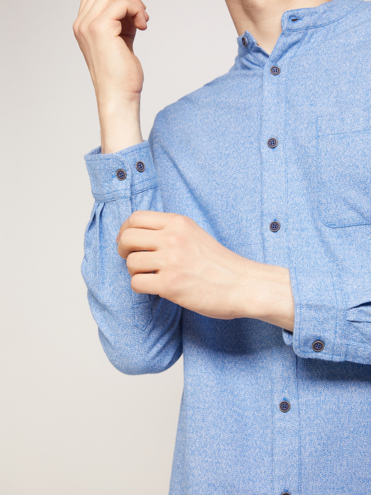 Фланелевая рубашка с воротником-стойкой zolla 211342191021, цвет голубой, размер S - фото 5