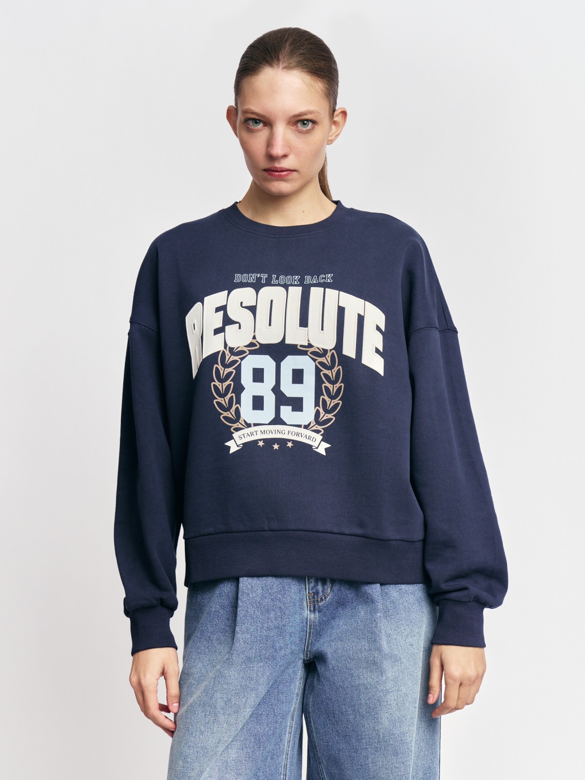 Свитшот оверсайз из хлопка с принтом