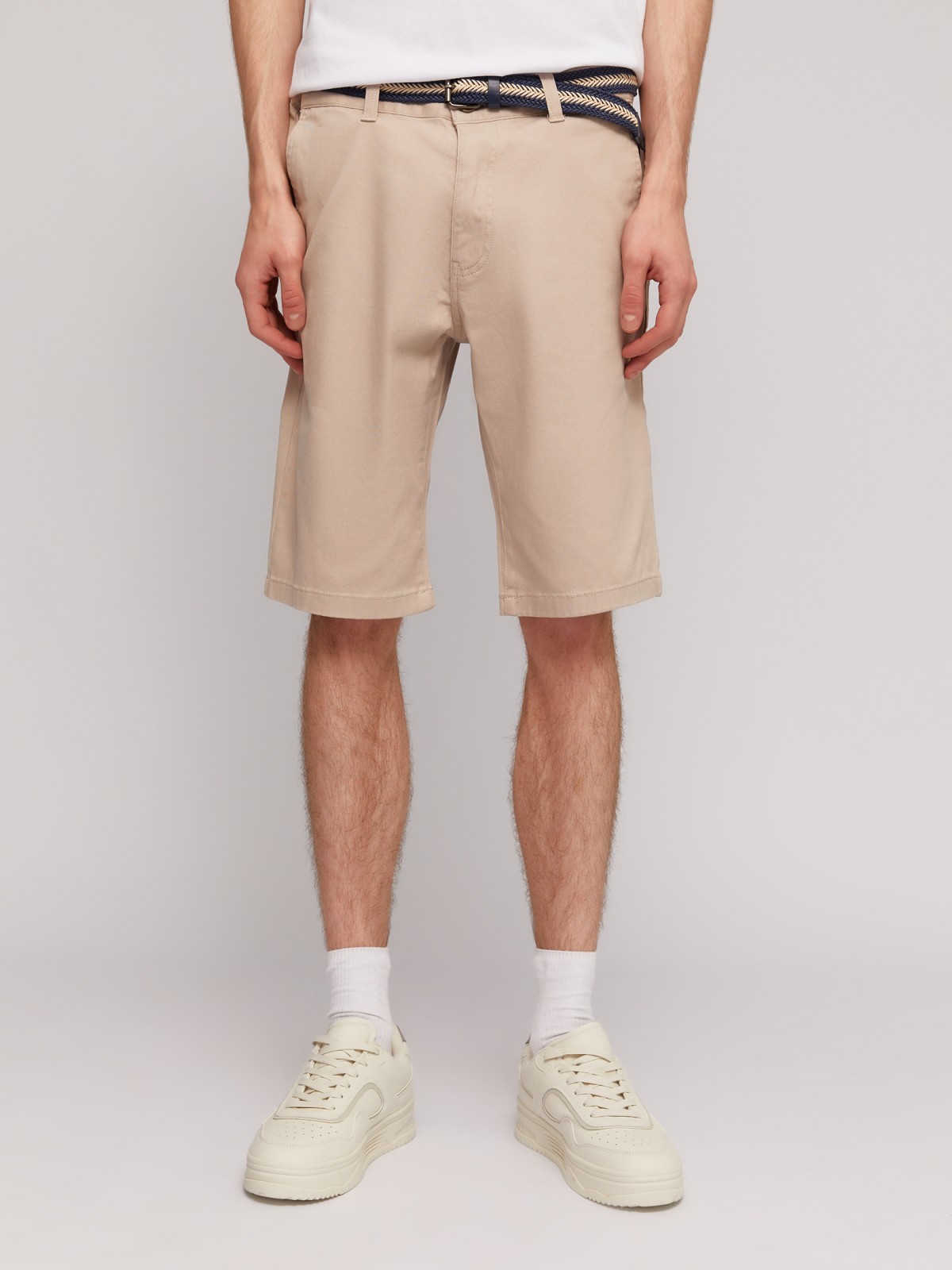 Удлинённые шорты из хлопка с ремнём