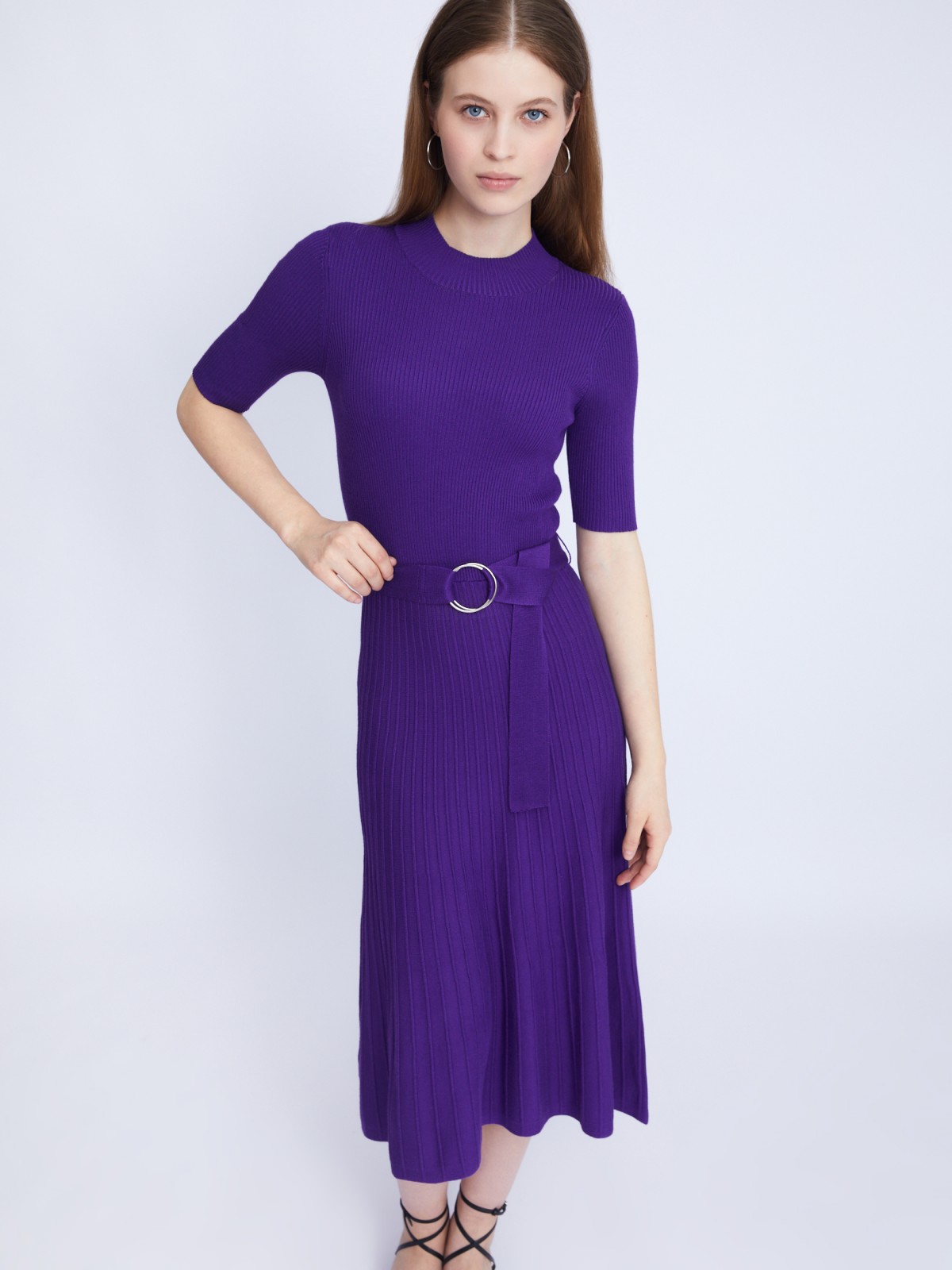 Платье вязаное zolla 223338443013, цвет сливовый, размер XL