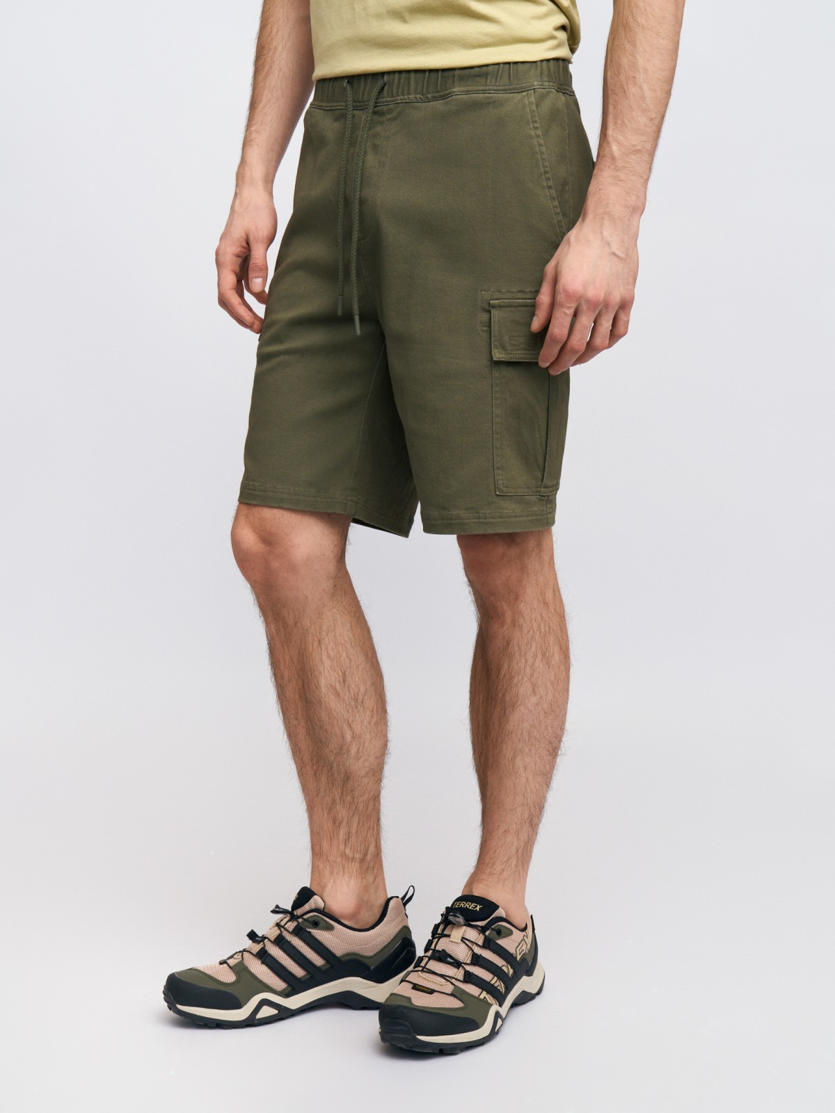 Шорты из хлопка на резинке с карманами карго