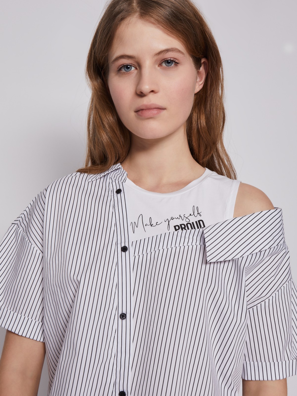 Комбинированная блузка-рубашка с топом