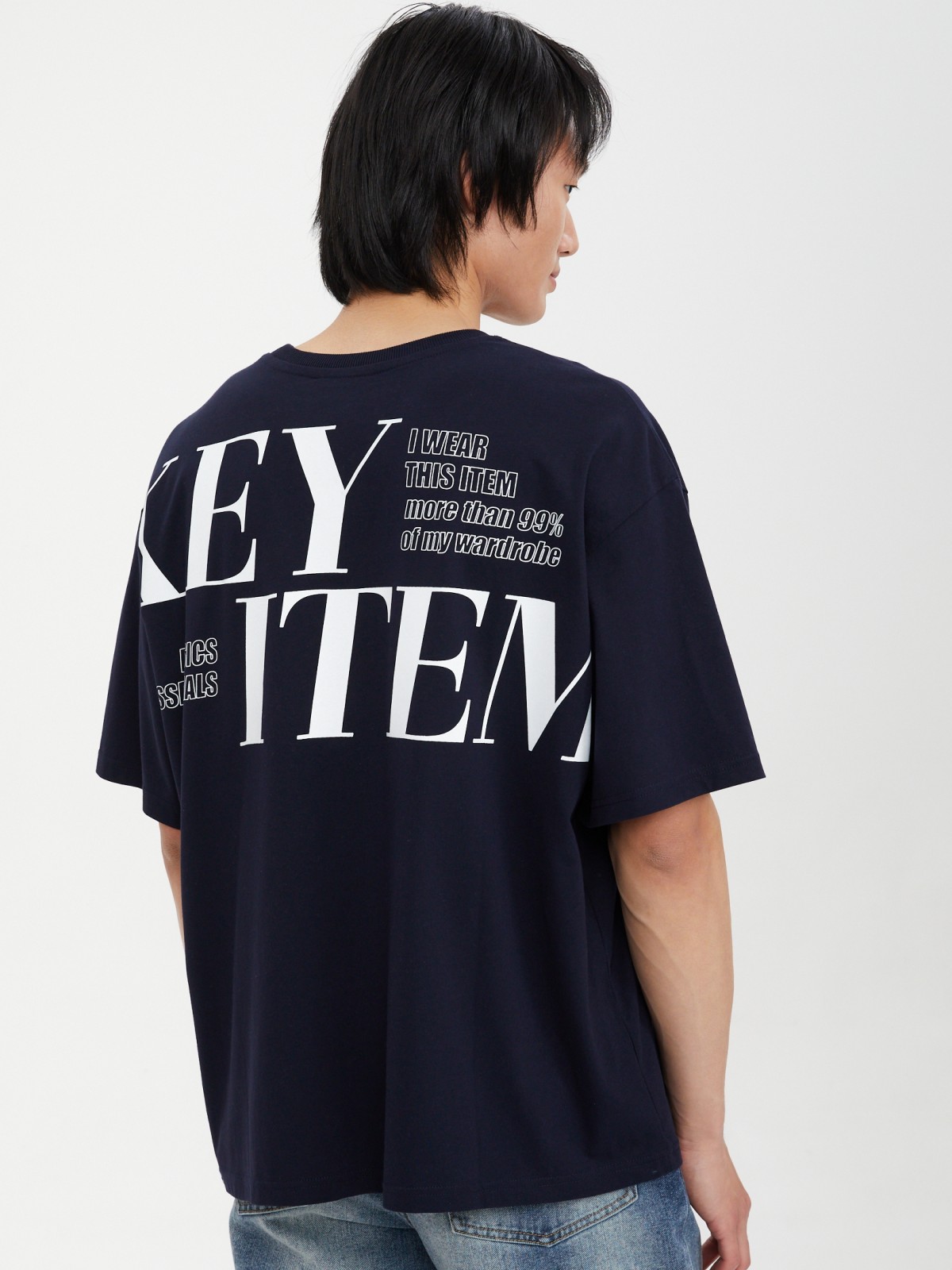 Футболка оверсайз из хлопка с принтом на спине