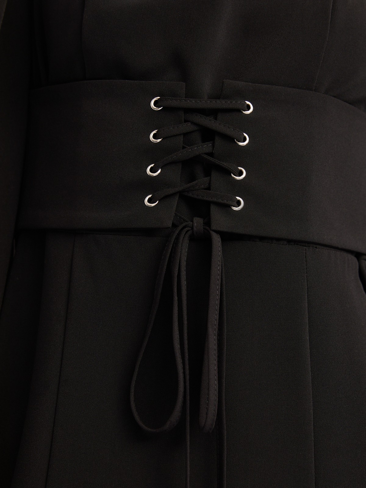 Платье длины миди с имитацией корсета и разрезом по ноге zolla 024118208281, цвет черный, размер XS - фото 4