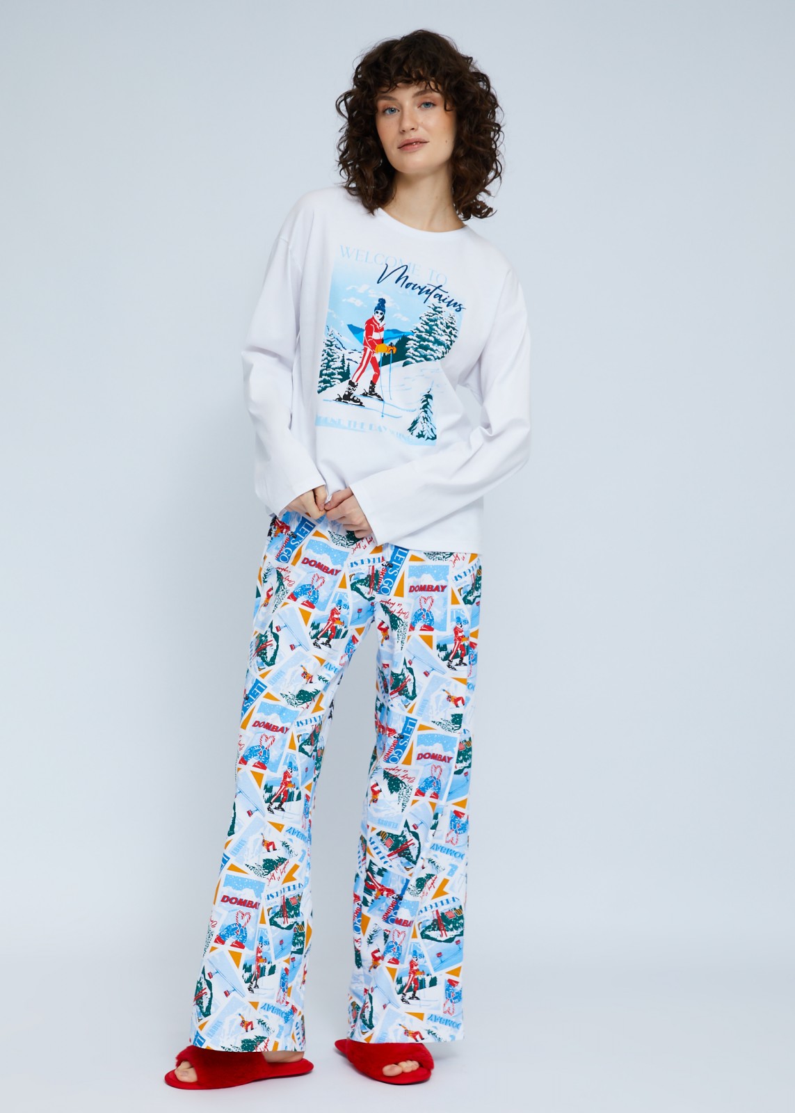 Домашний пижамный комплект из хлопка (свитшот и штаны)