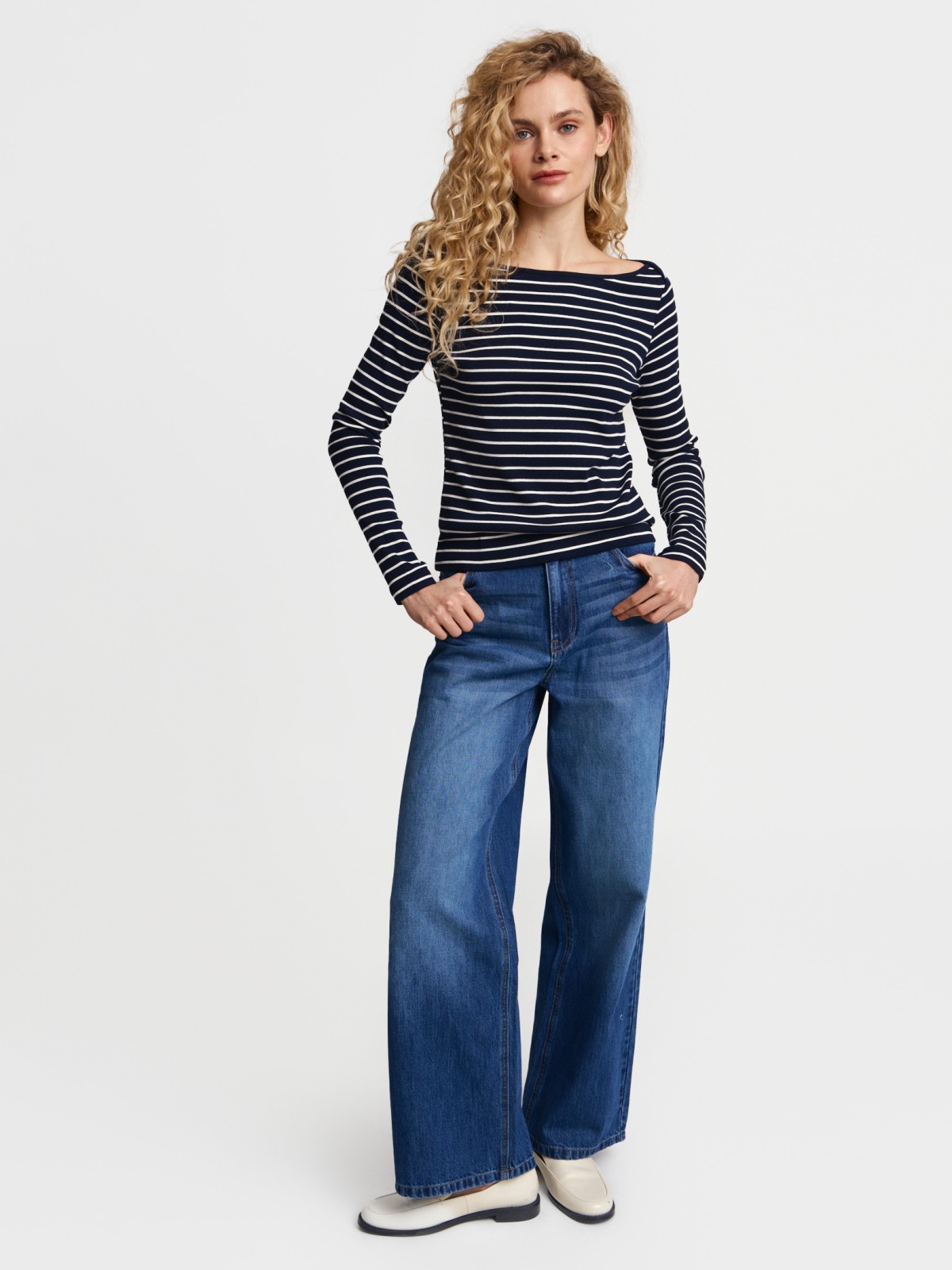 Лонгслив из хлопка в полоску