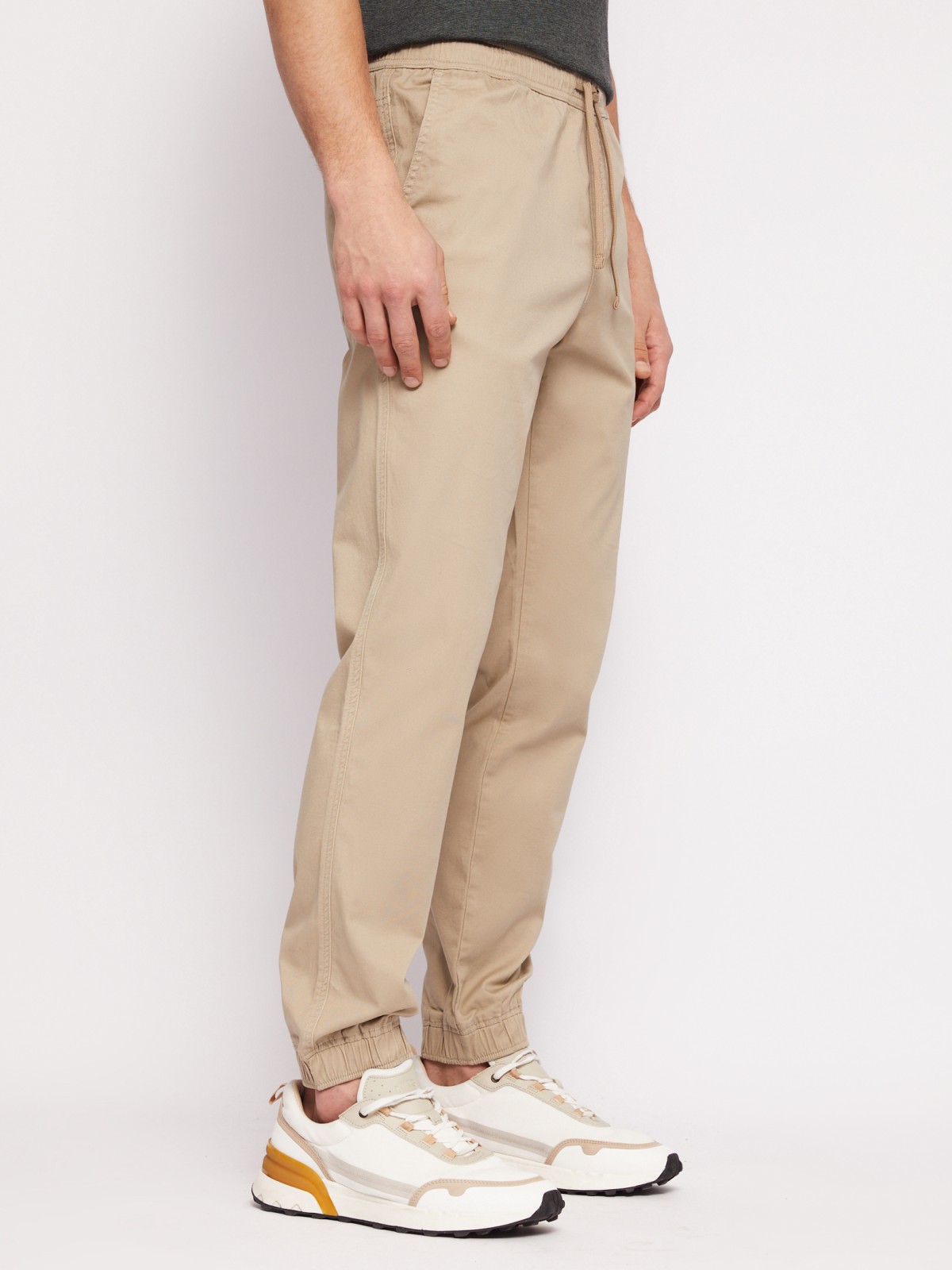Прямые брюки-джоггеры из хлопка на резинке zolla N1421730L012, цвет бежевый, размер 34 - фото 5