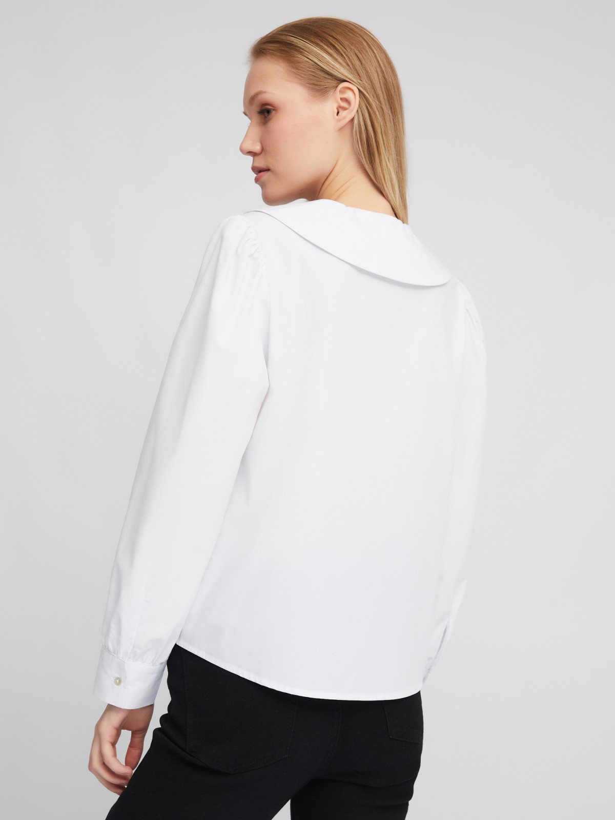 Блузка-рубашка с акцентным воротником и объёмными рукавами zolla 02411117Y593, цвет белый, размер XS - фото 5