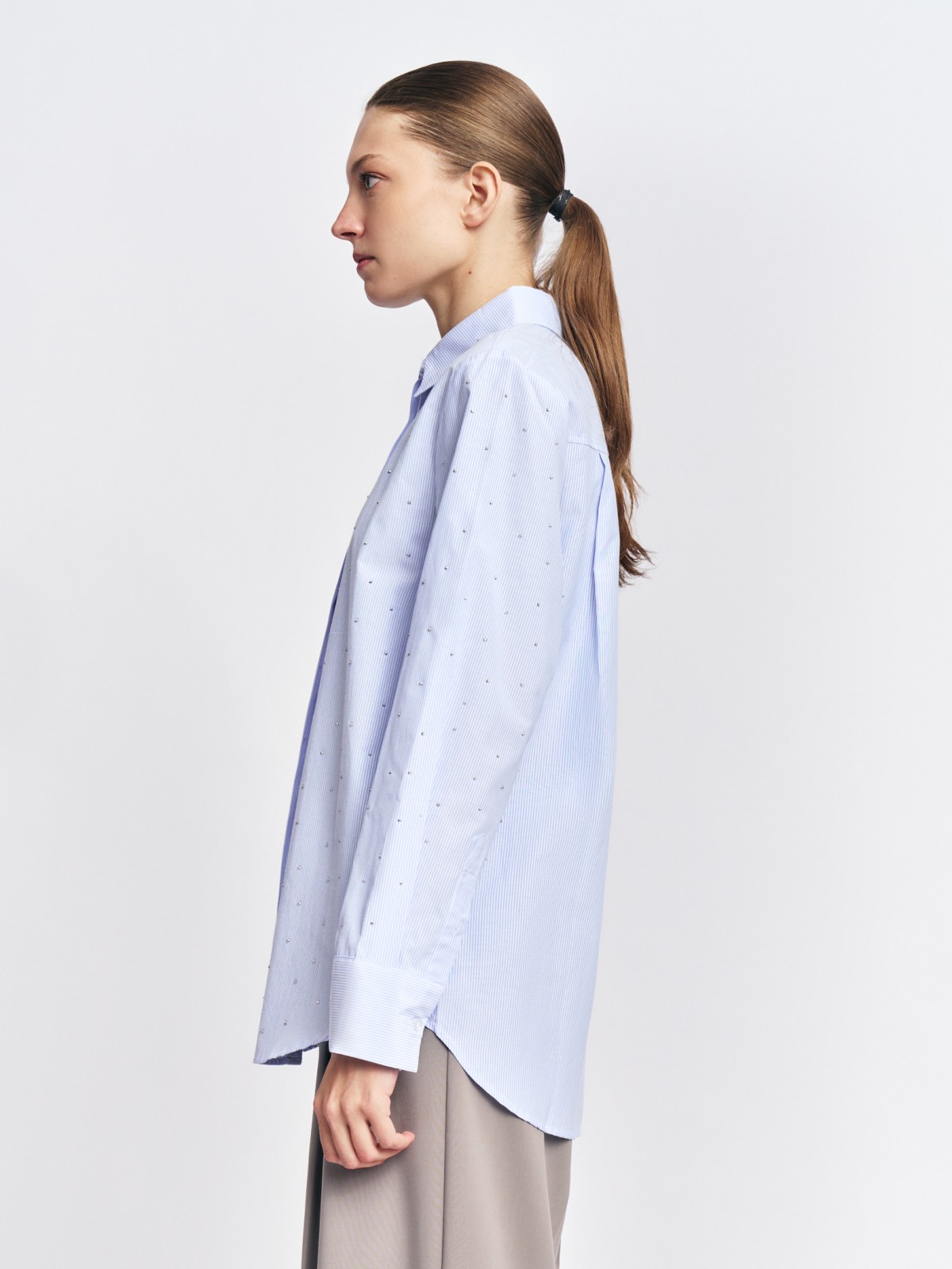 Рубашка прямого фасона с узором в полоску