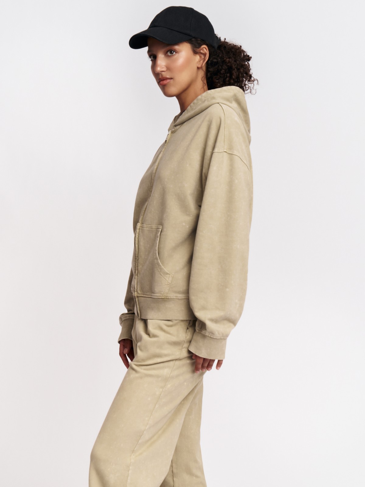 Толстовка из хлопка на молнии с капюшоном