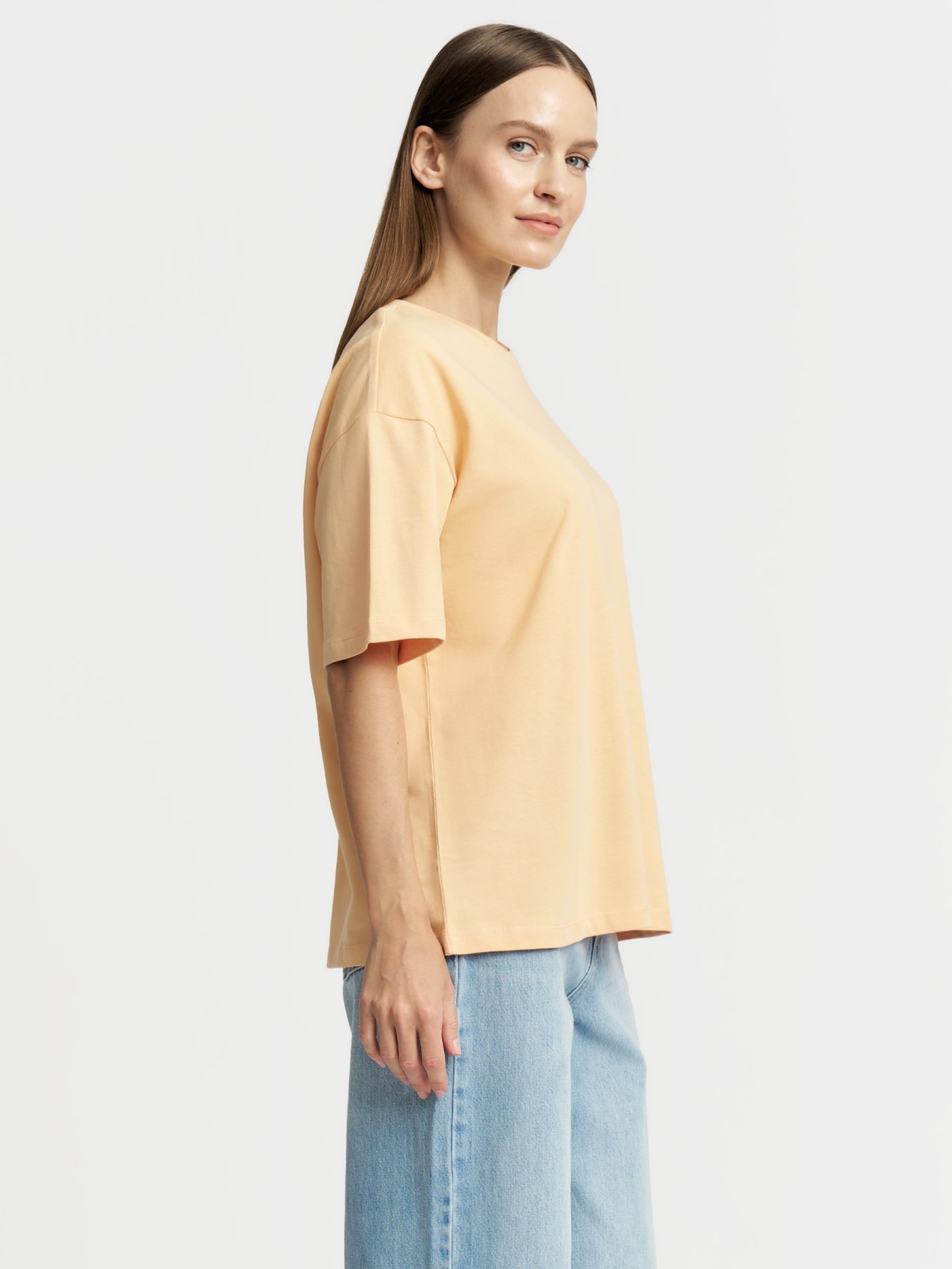 Футболка оверсайз из хлопка однотонная