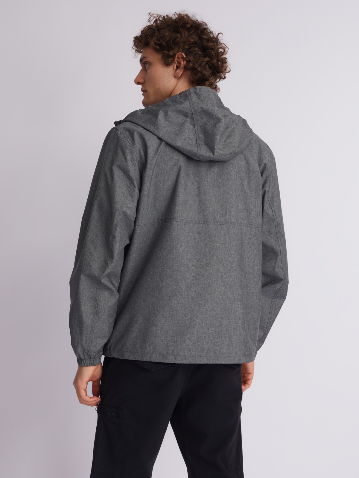 Куртка-ветровка с капюшоном zolla 013215602024, цвет серый, размер M - фото 4