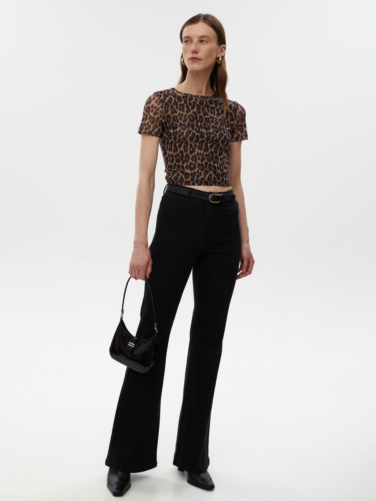 Топ-футболка из сетки с принтом