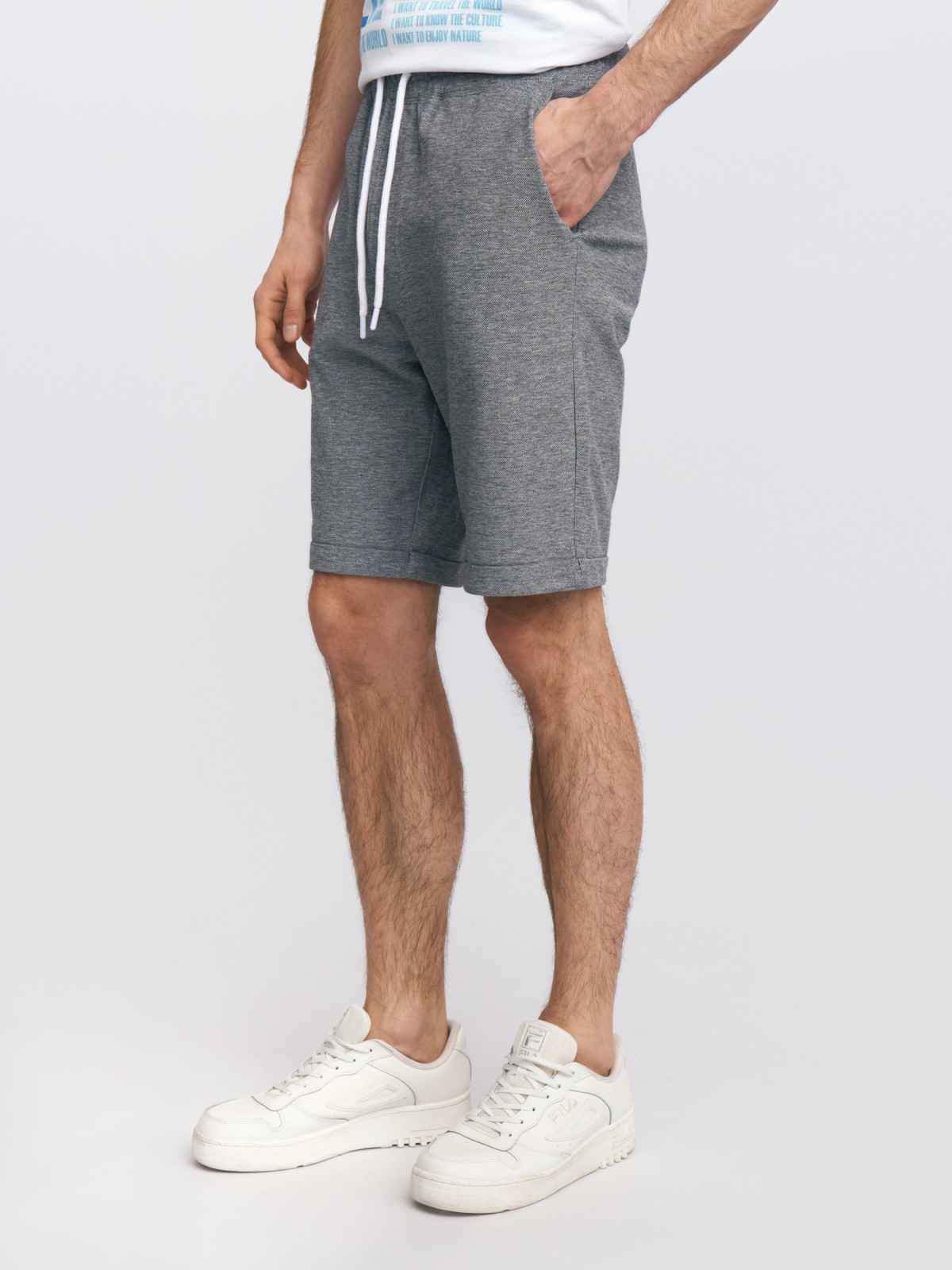 Трикотажные шорты из хлопка с отворотами