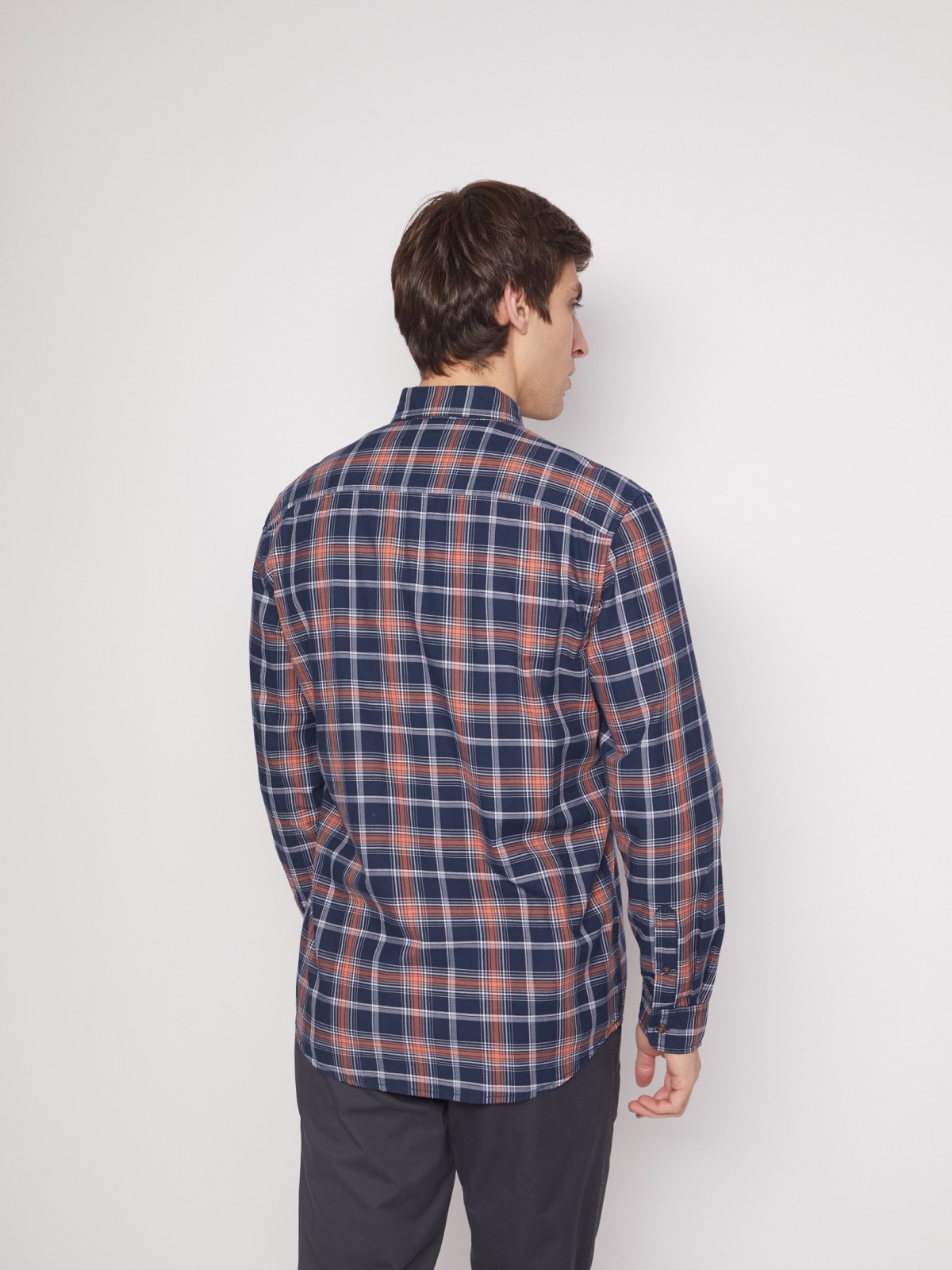 Рубашка в клетку с длинным рукавом