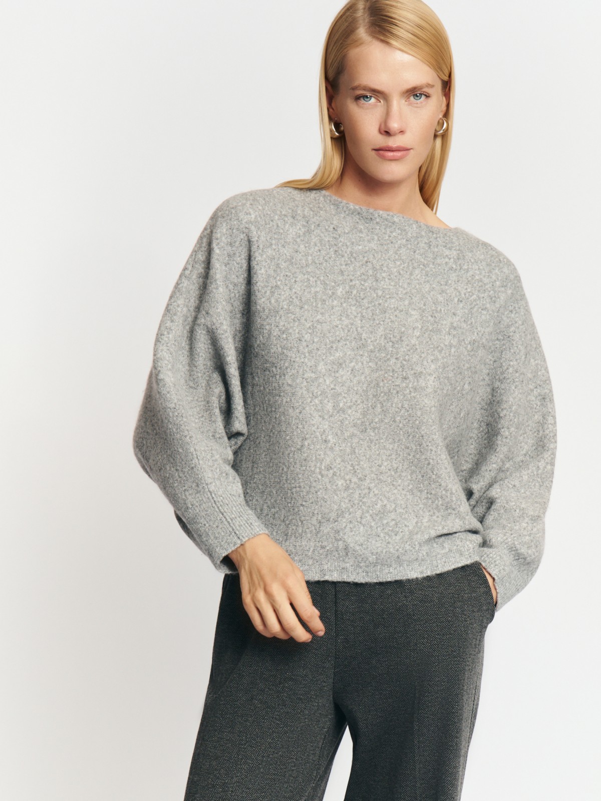 Вязаный джемпер с рукавом летучая мышь