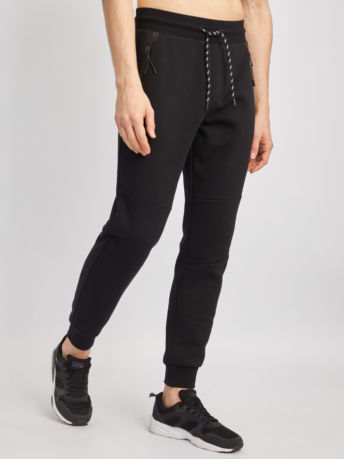 Утеплённые трикотажные брюки-джоггеры в спортивном стиле zolla 014117660063, цвет черный, размер S - фото 3