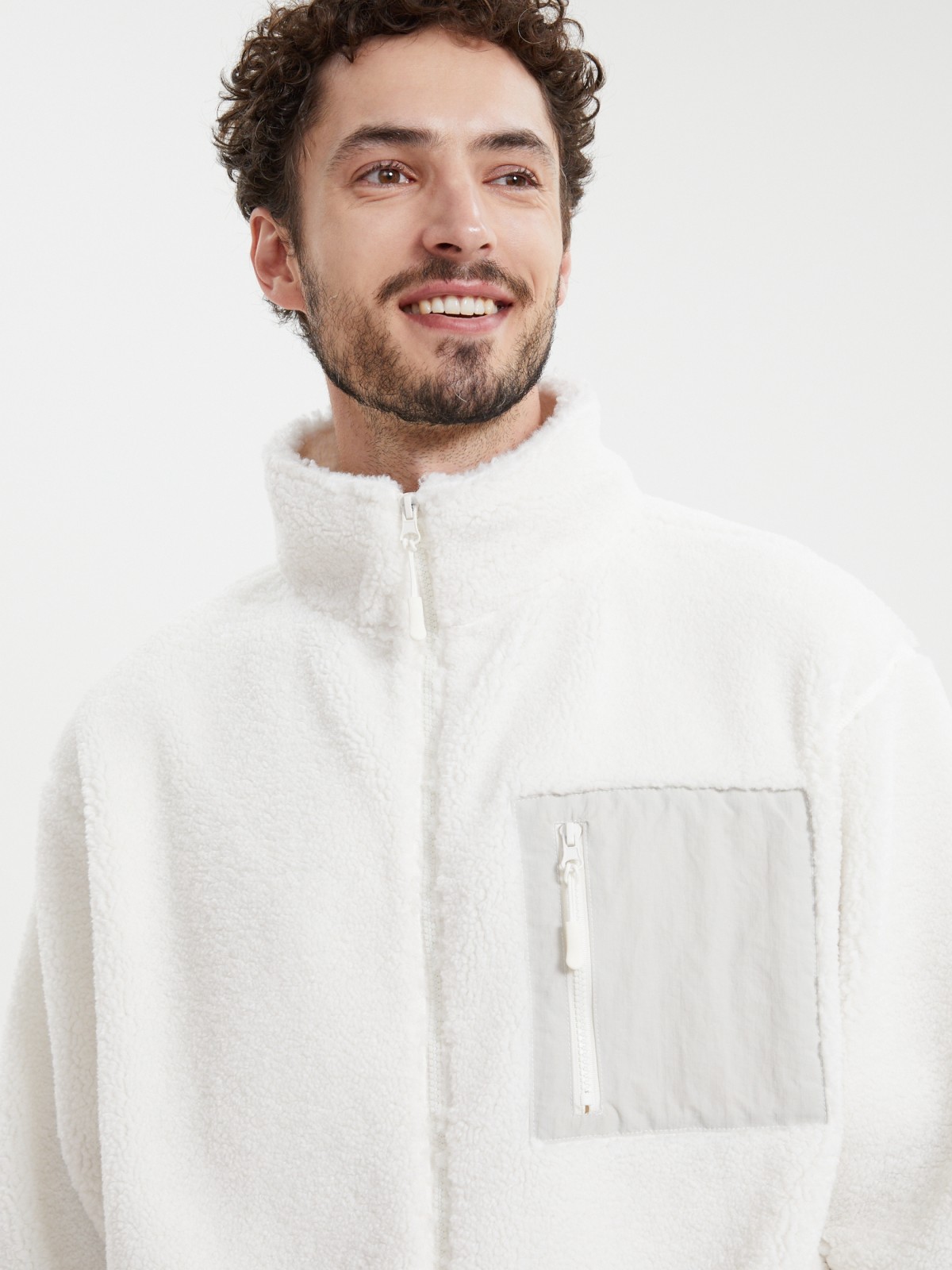 Толстовка из экомеха на молнии с воротником