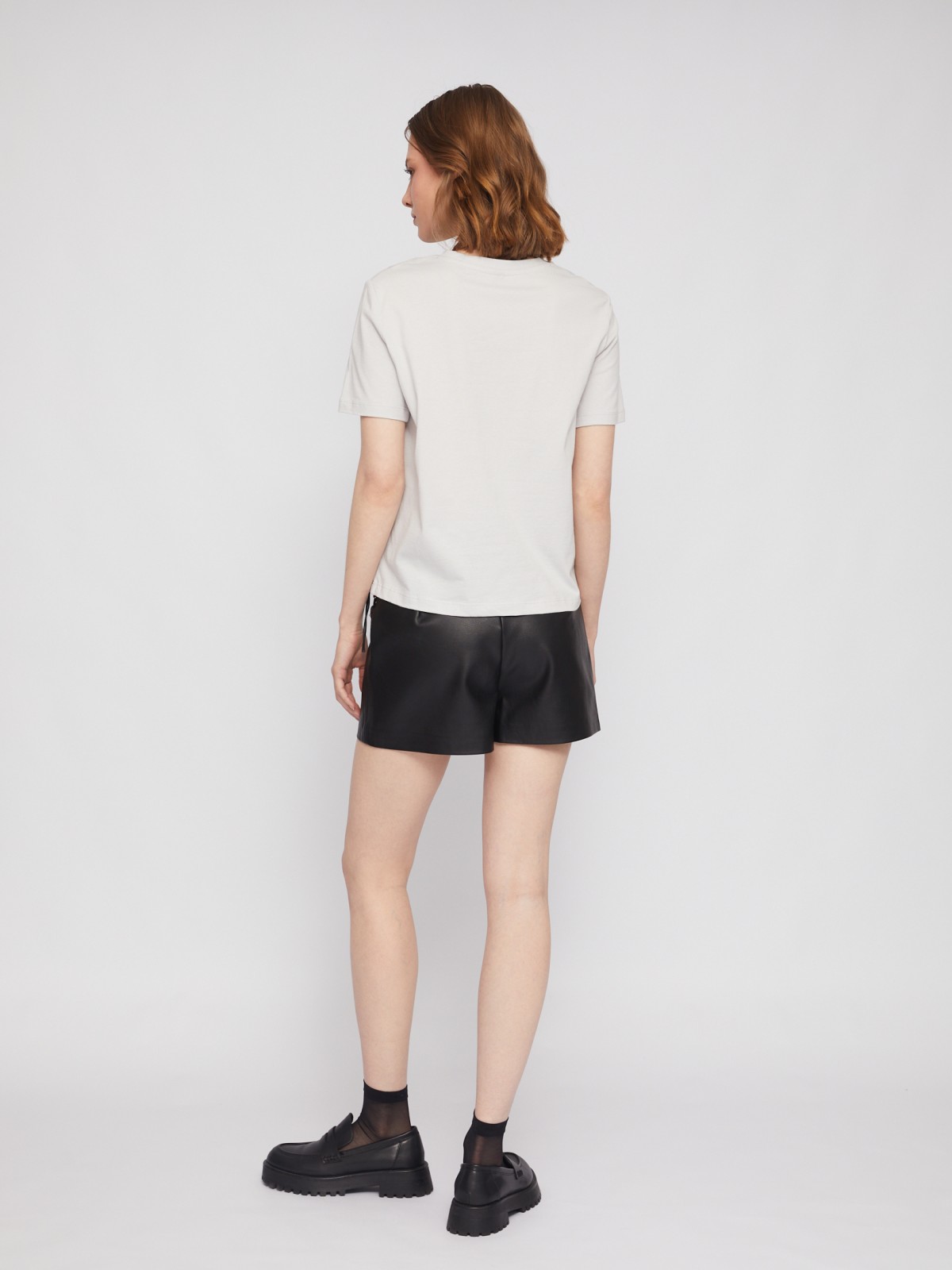 Футболка из хлопка с коротким рукавом и принтом