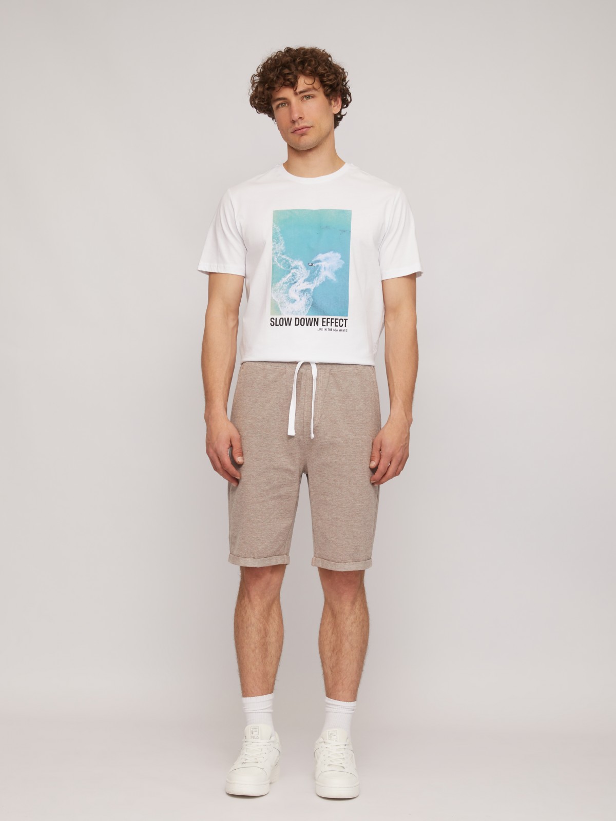 Шорты из хлопка на резинке с отворотами