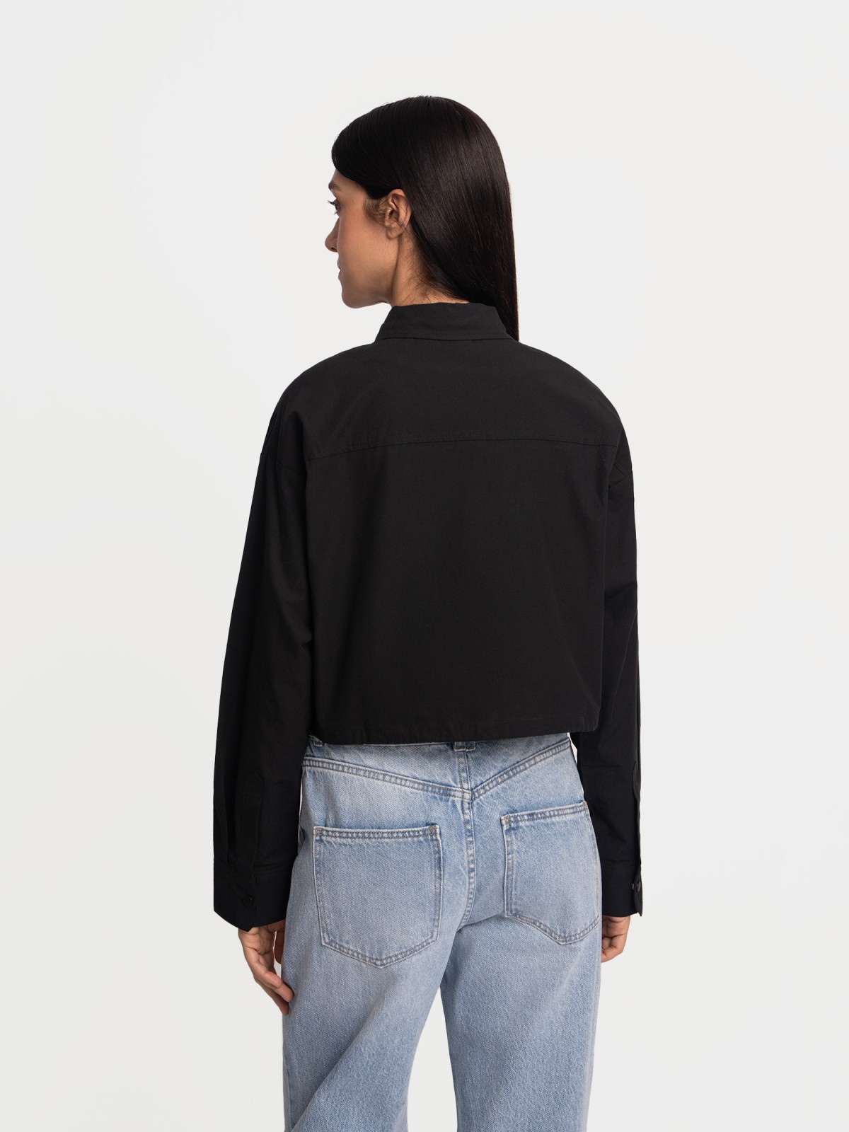 Блузка-рубашка из хлопка на кулиске